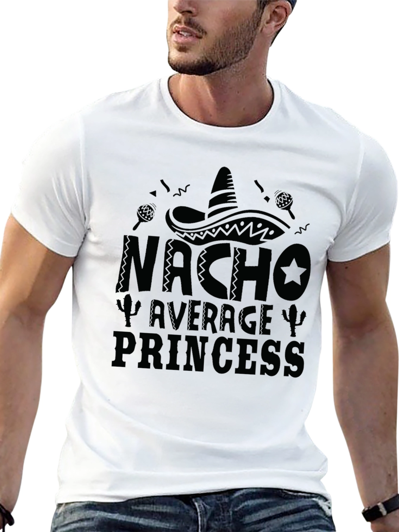 Nacho Average Princess Black Graphic T-Shirt
