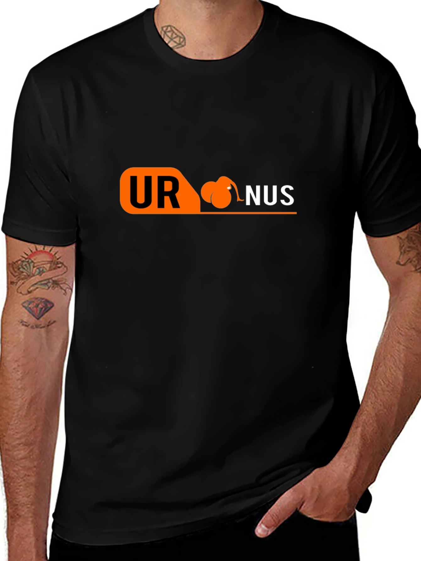 Humorous Uranus Graphic Tee - Black