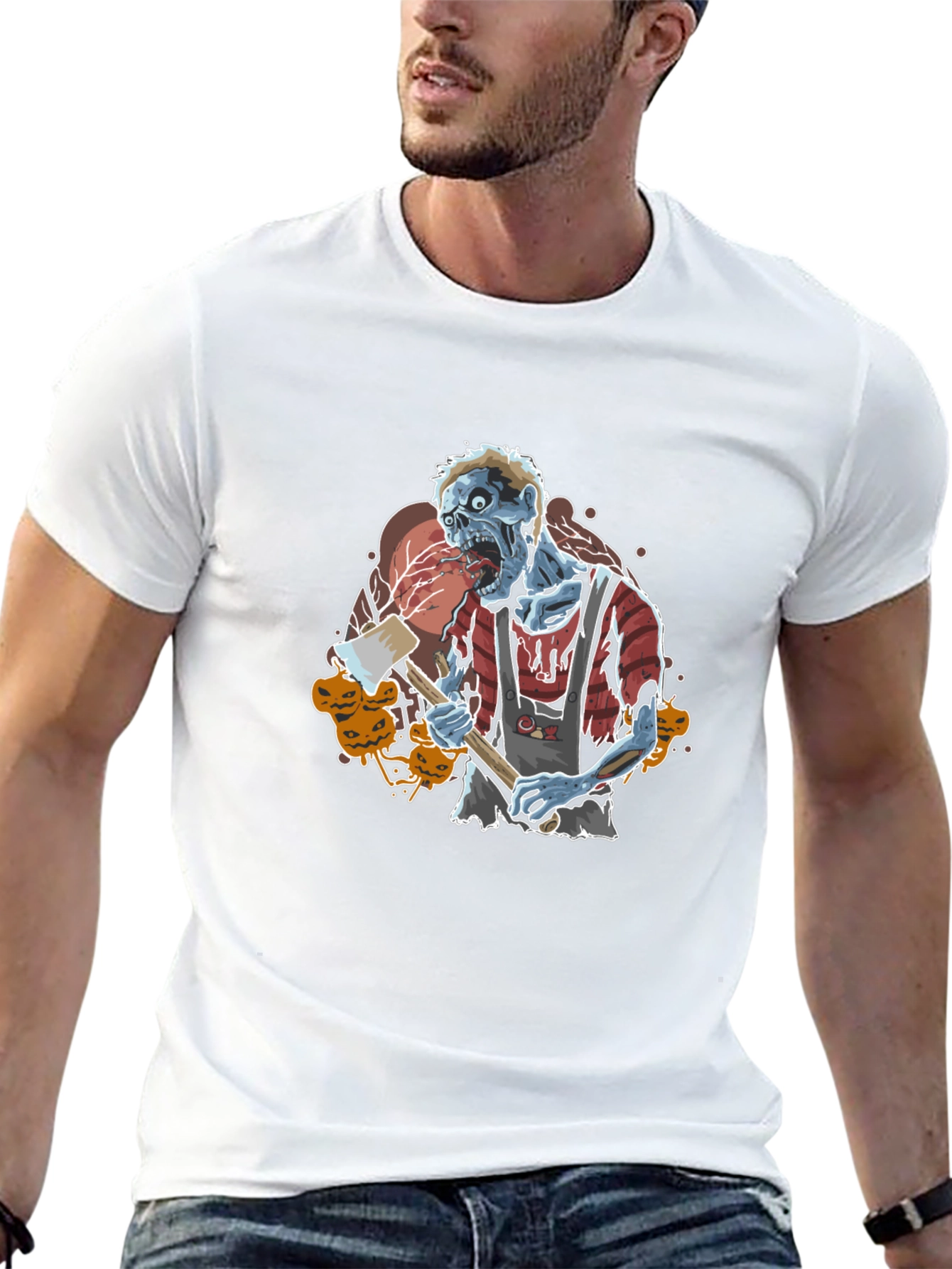 Zombie Butcher Graphic Tee - Halloween Style