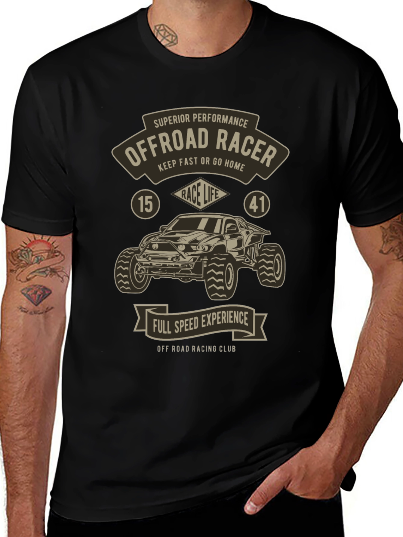 Offroad Racer Graphic Print Mens T-Shirt