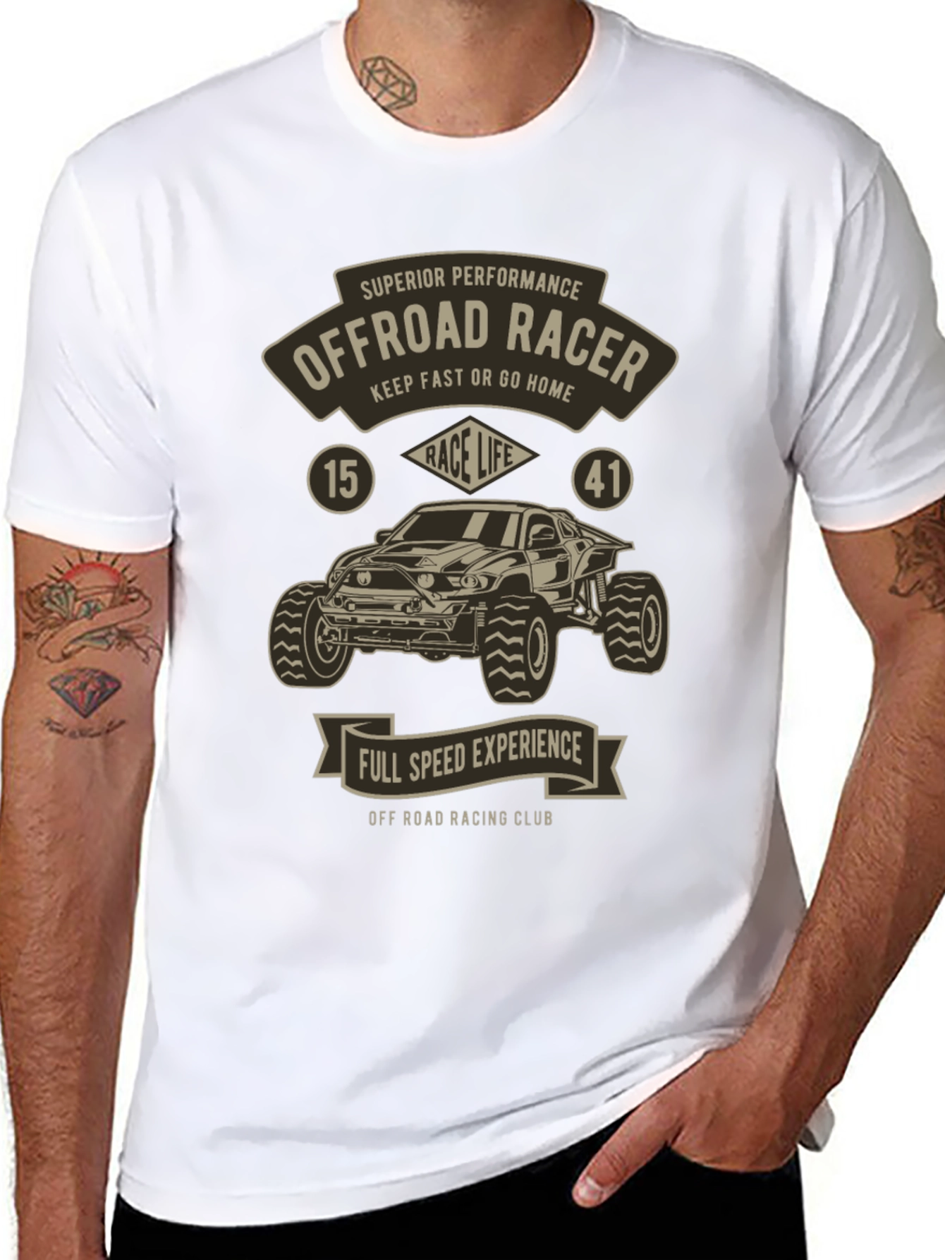 Offroad Racer Graphic Print Mens T-Shirt