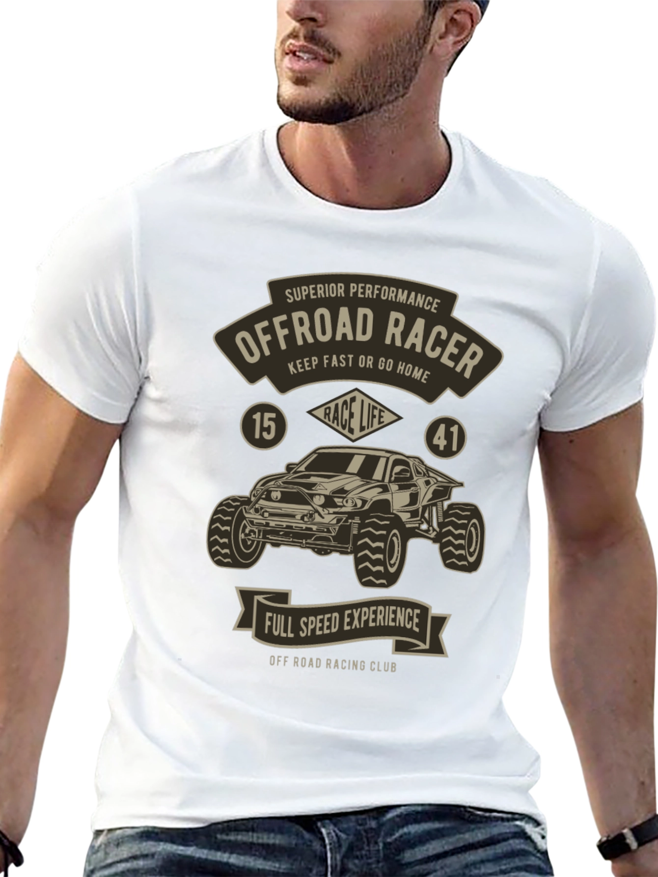 Offroad Racer Graphic Print Mens T-Shirt