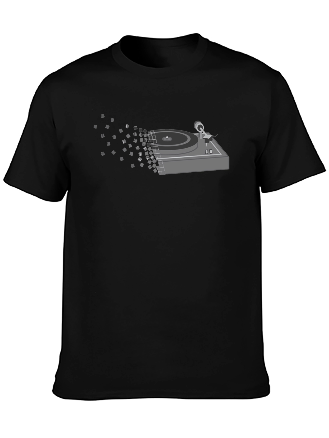 Pixelated Turntable Graphic T-Shirt - Black