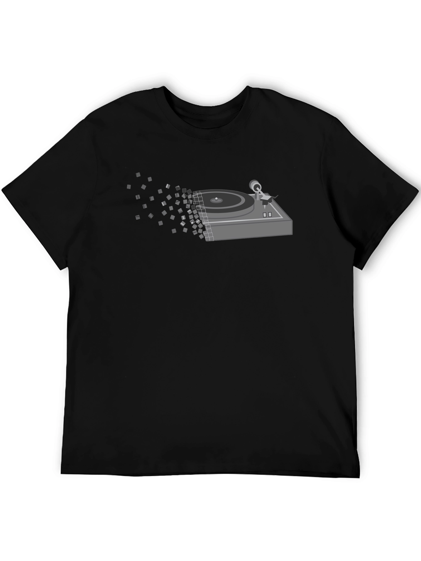 Pixelated Turntable Graphic T-Shirt - Black