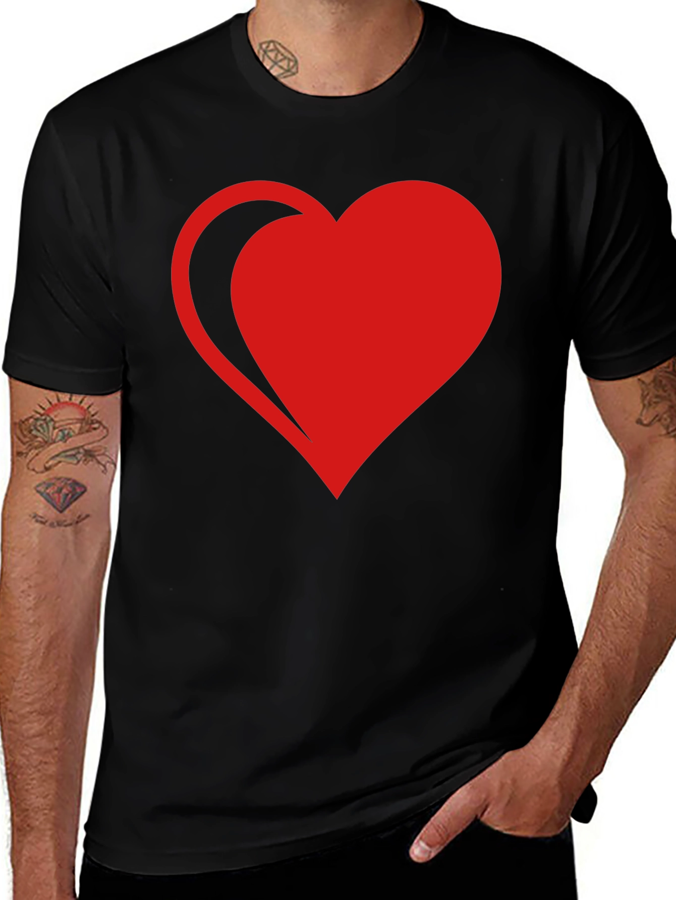 Red Heart Graphic Black T-Shirt
