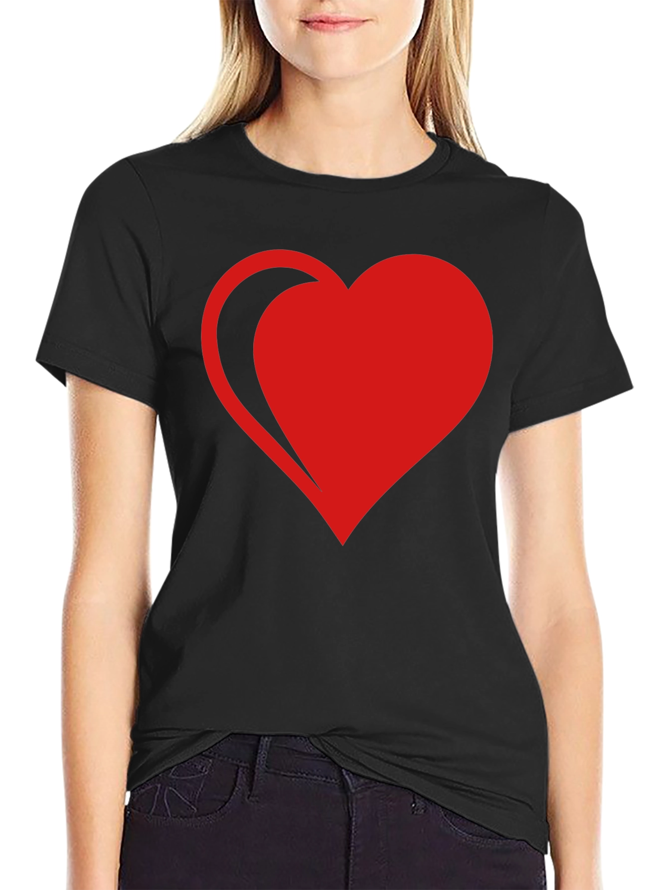 Red Heart Graphic Black T-Shirt