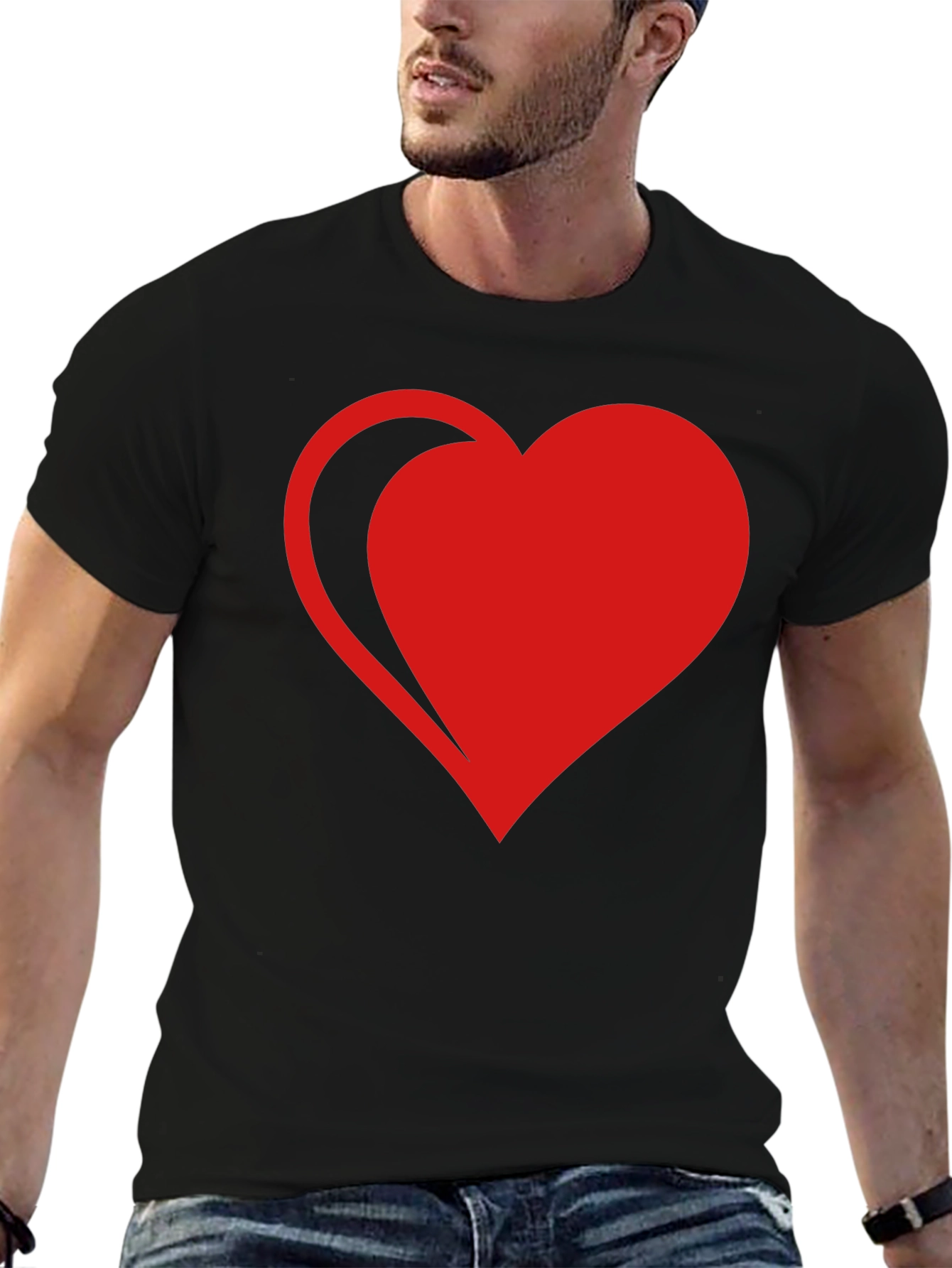 Red Heart Graphic Black T-Shirt