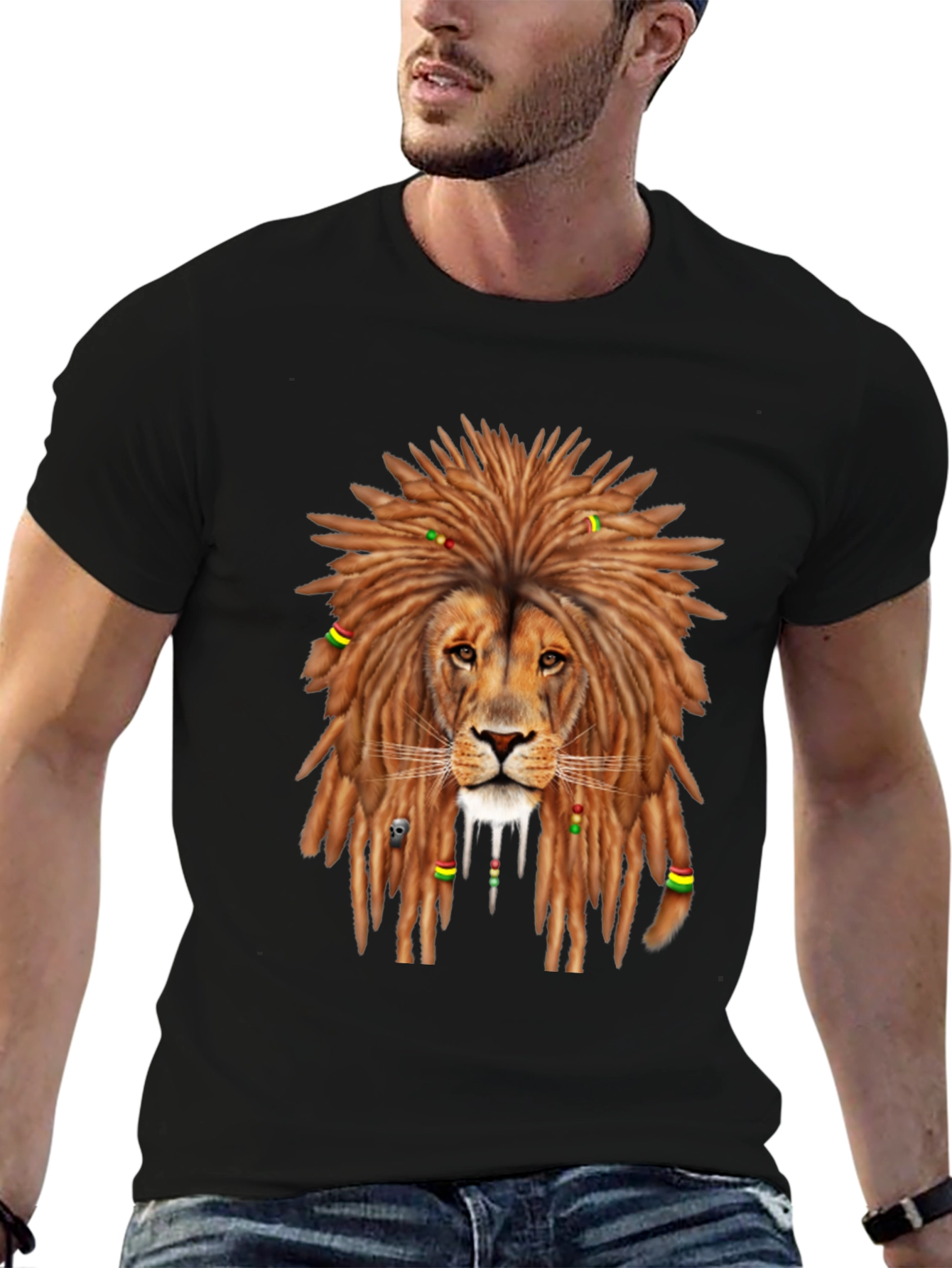 Rasta Lion Graphic Tee - Mens Black T-Shirt