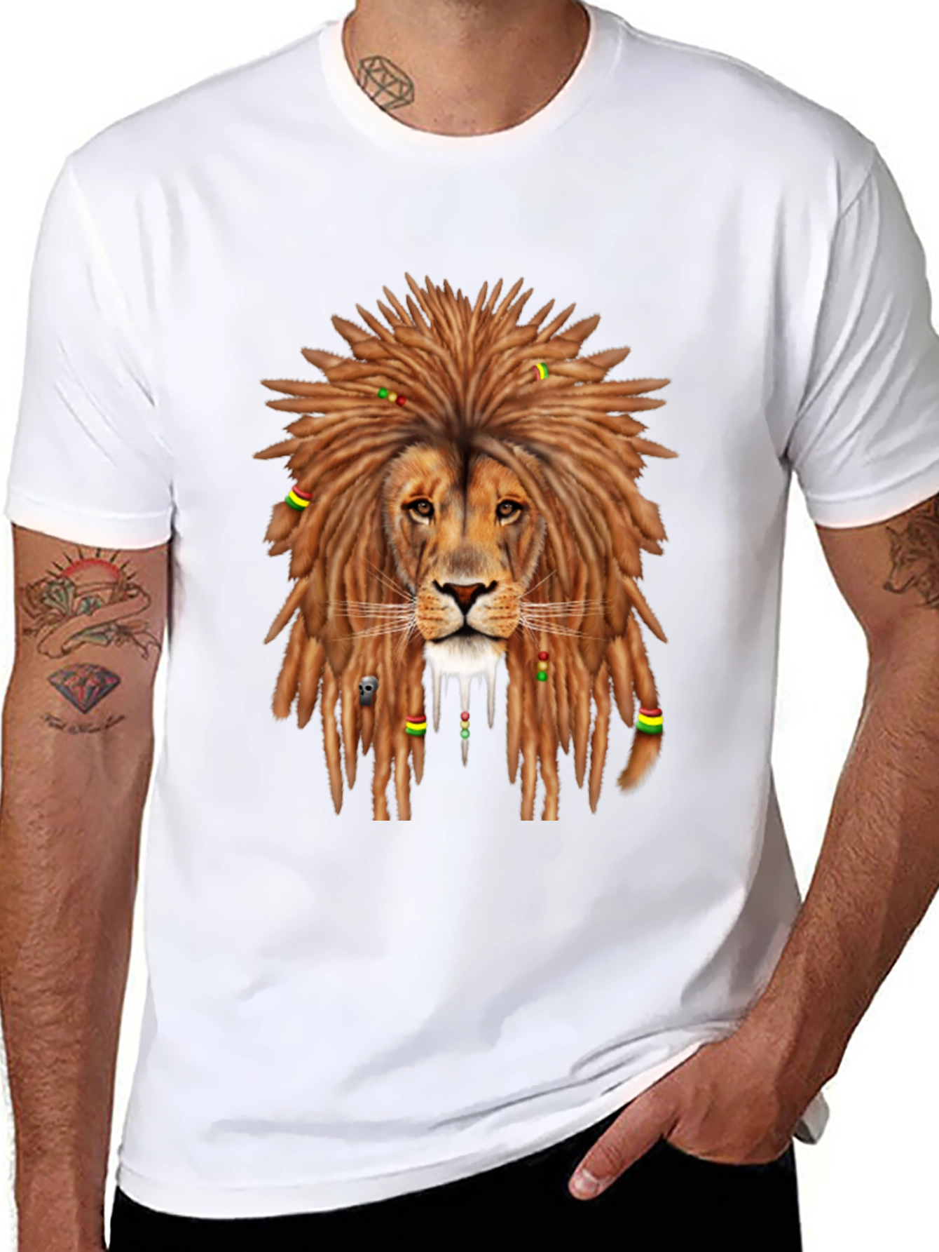 Rasta Lion Graphic Tee - Mens Black T-Shirt