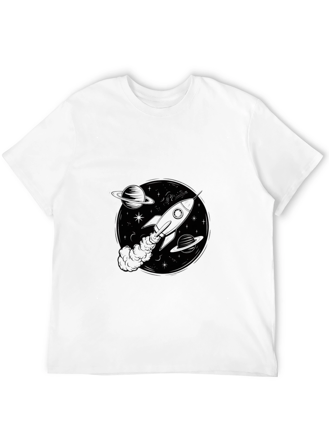 Rocket in Space Black T-Shirt