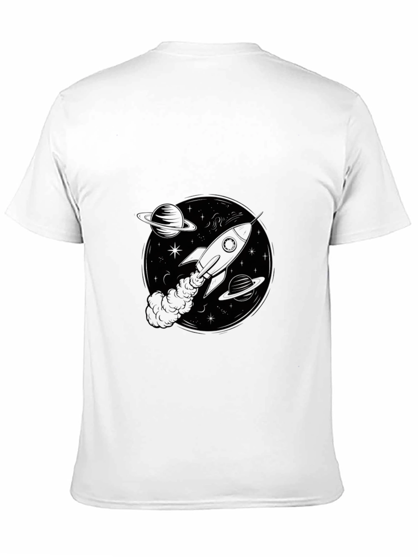 Rocket in Space Black T-Shirt