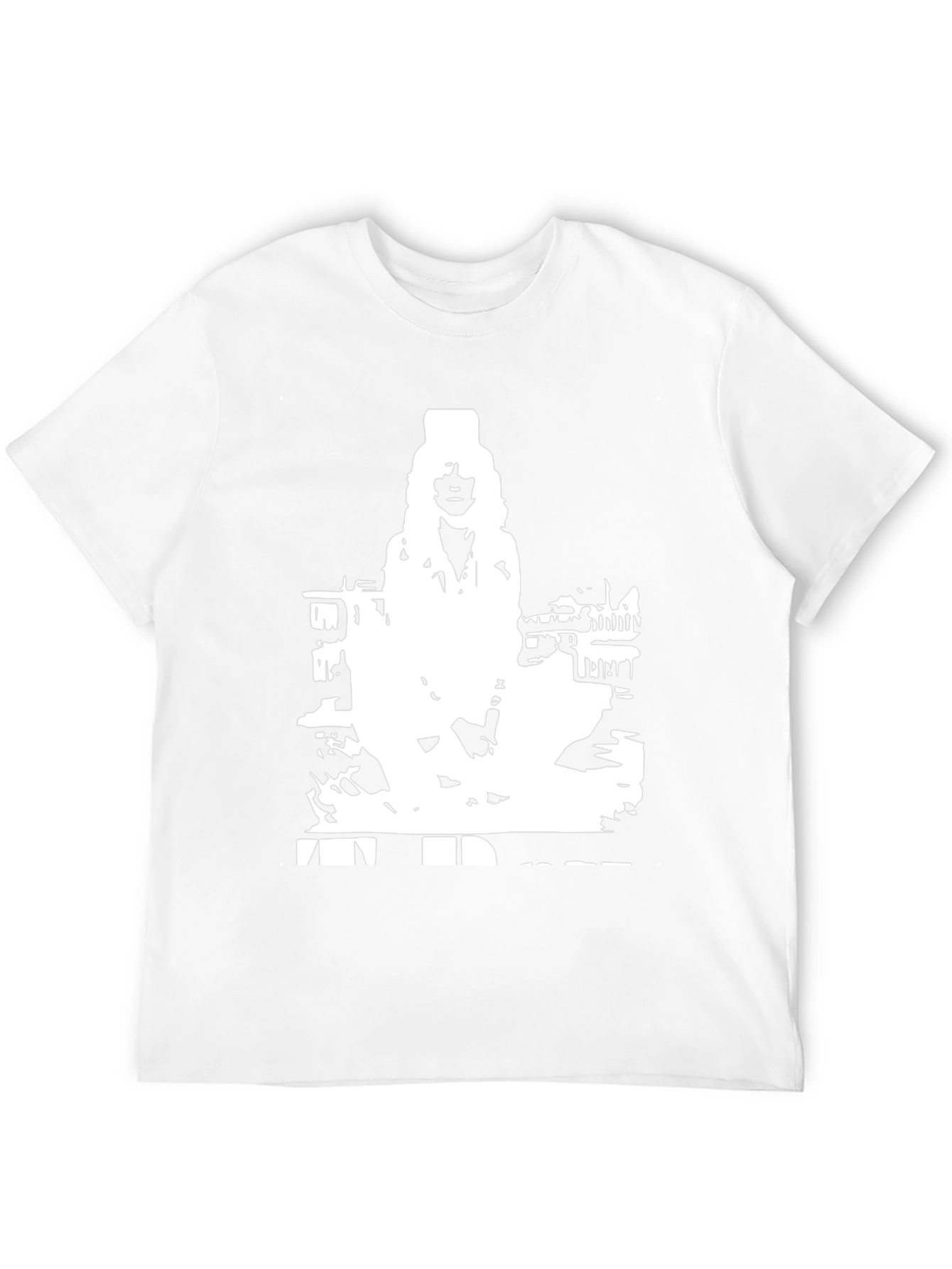 Black T-Shirt with White Figure Graphic Print