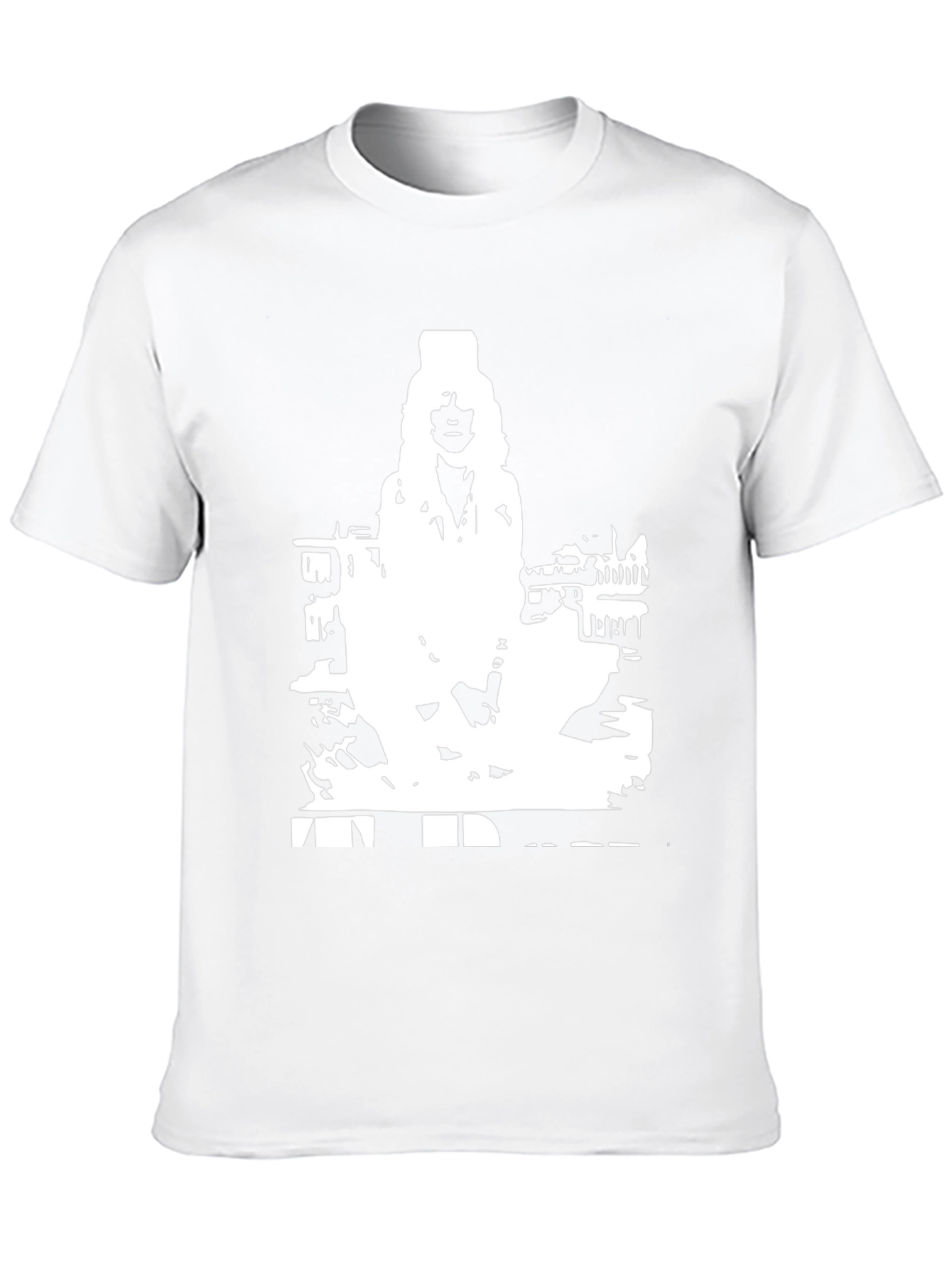 Black T-Shirt with White Figure Graphic Print