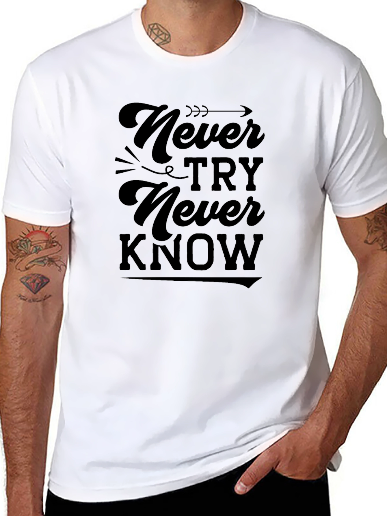Never Try Never Know Black Graphic Tee