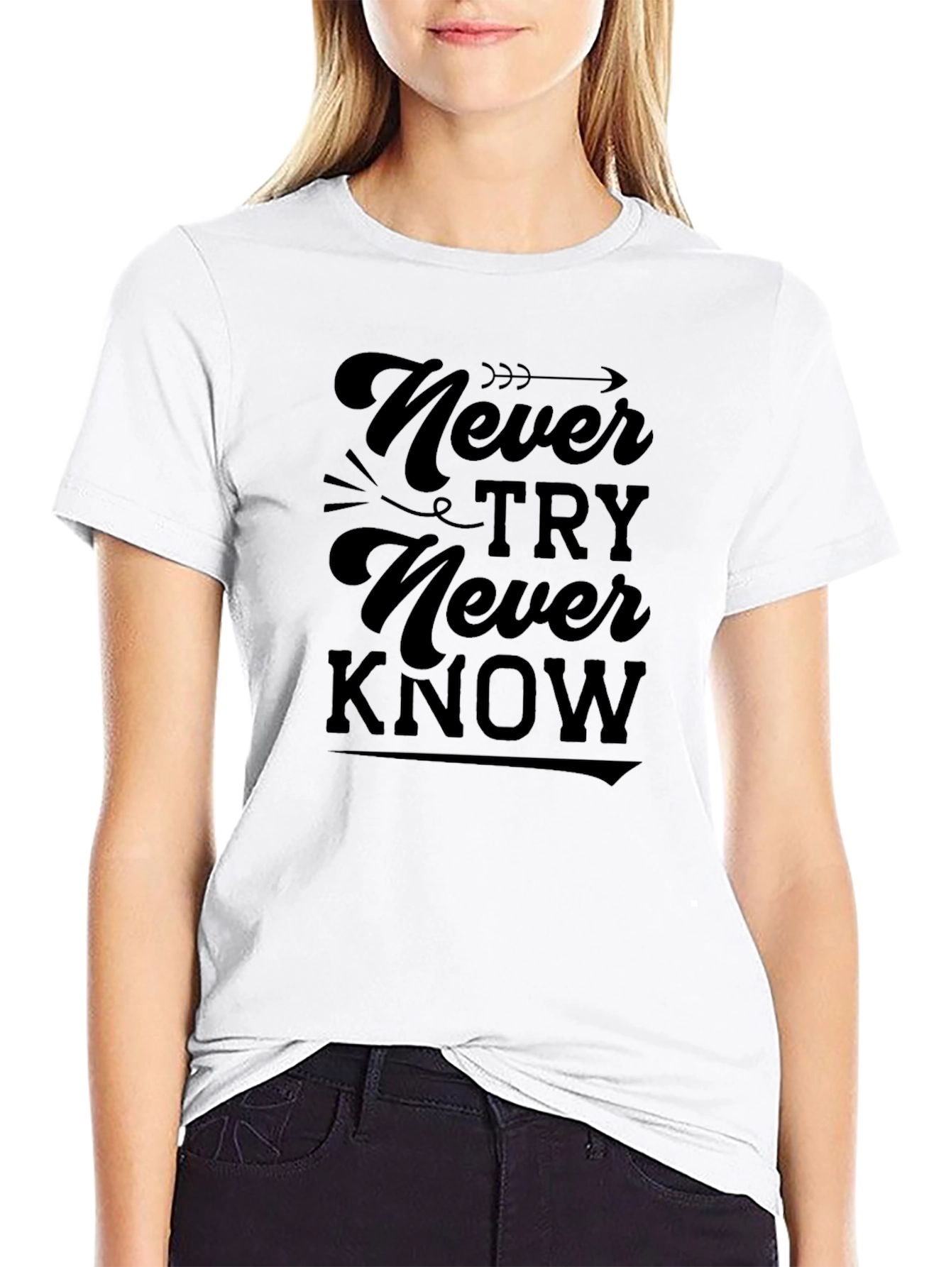 Never Try Never Know Black Graphic Tee