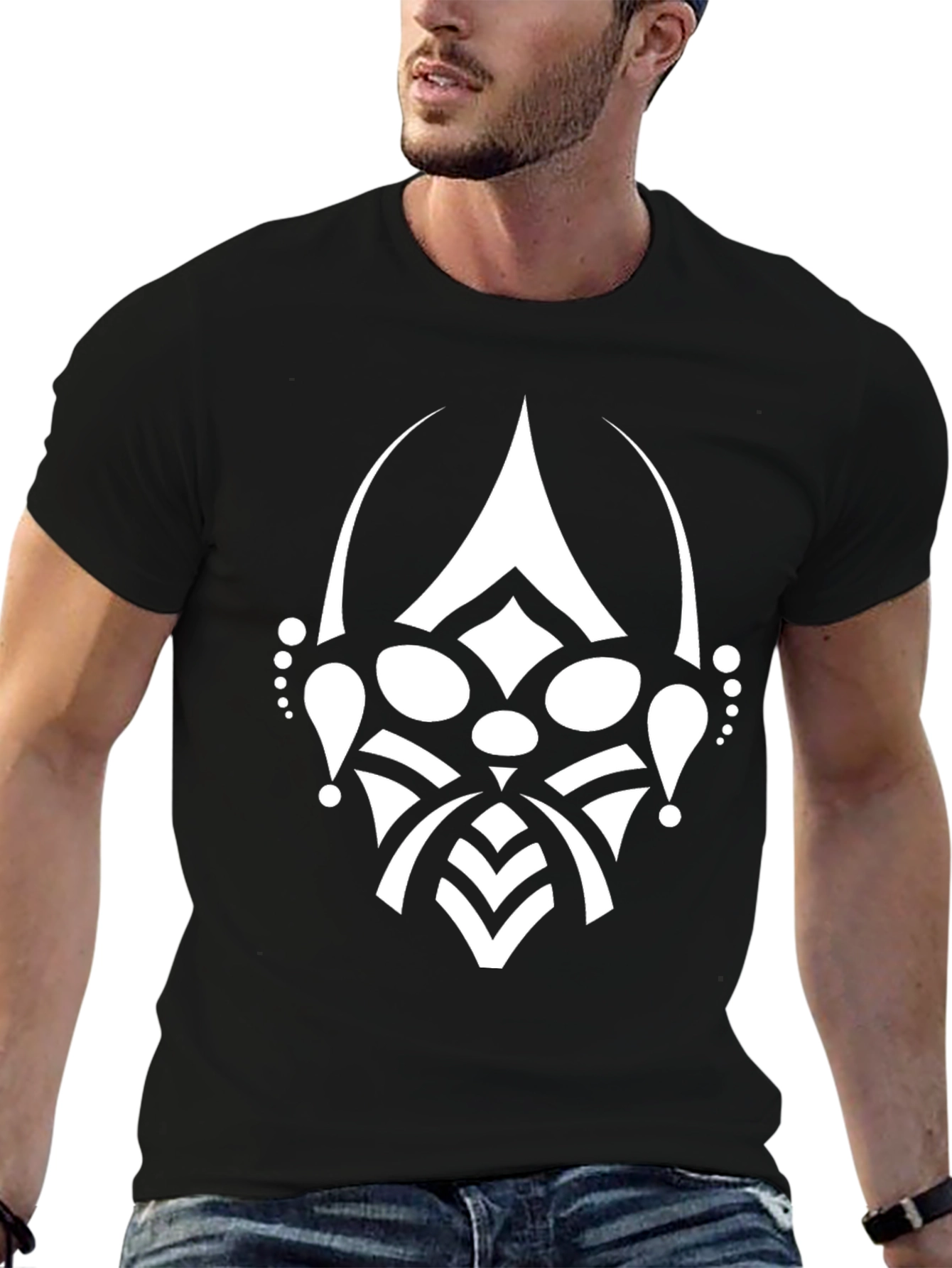 Tribal Face Graphic Black T-Shirt