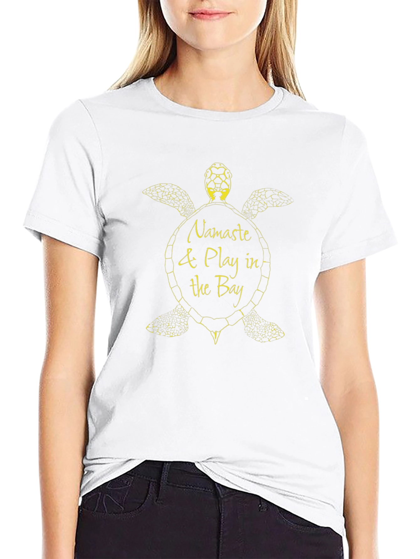 Namaste & Play in the Bay Turtle Graphic T-Shirt