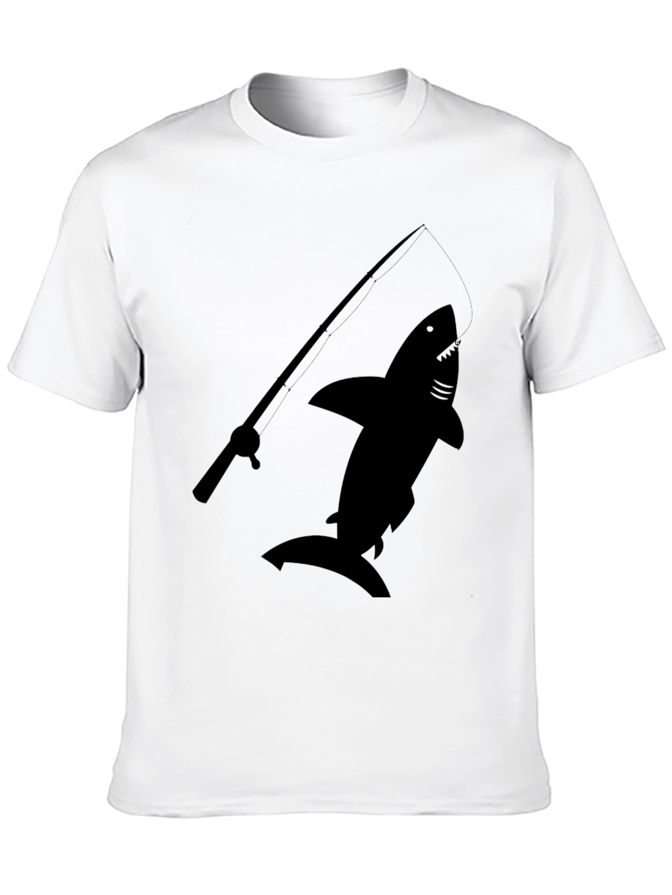 Shark Fishing Rod Graphic T-Shirt