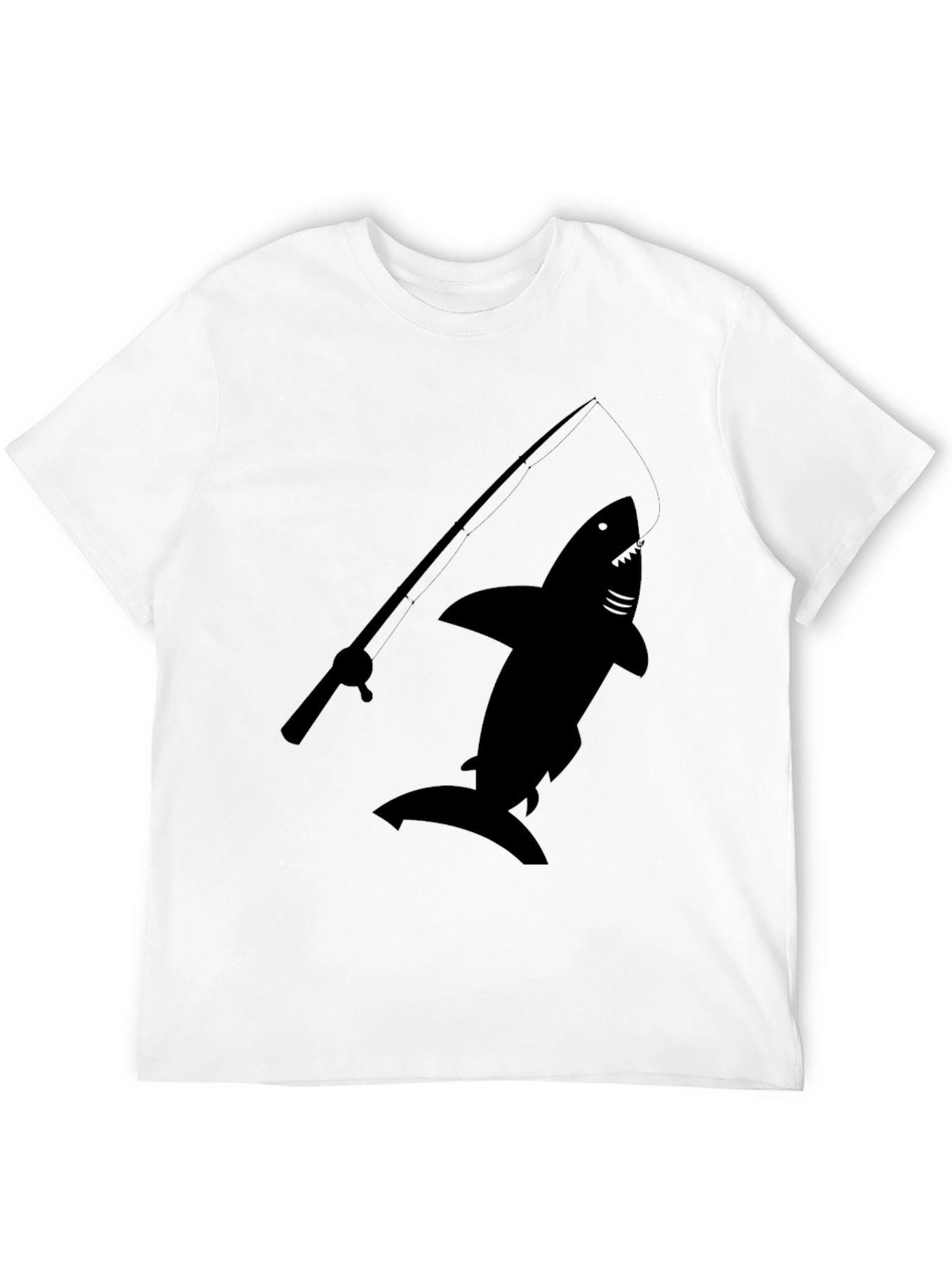 Shark Fishing Rod Graphic T-Shirt