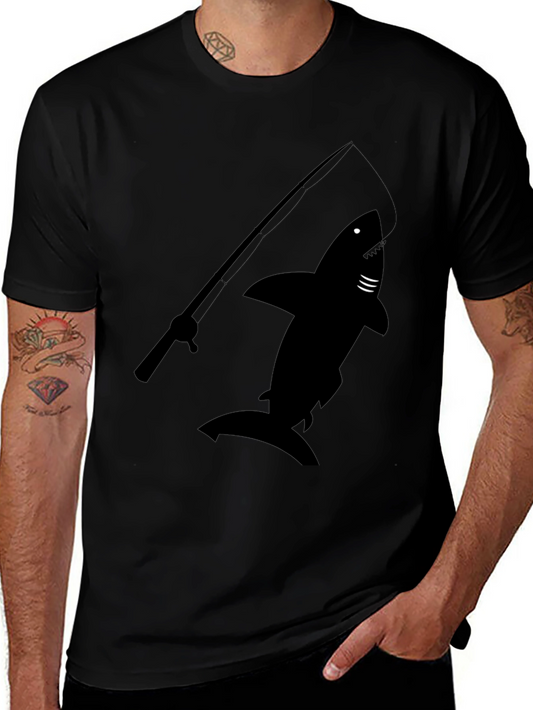 Shark Fishing Rod Graphic T-Shirt