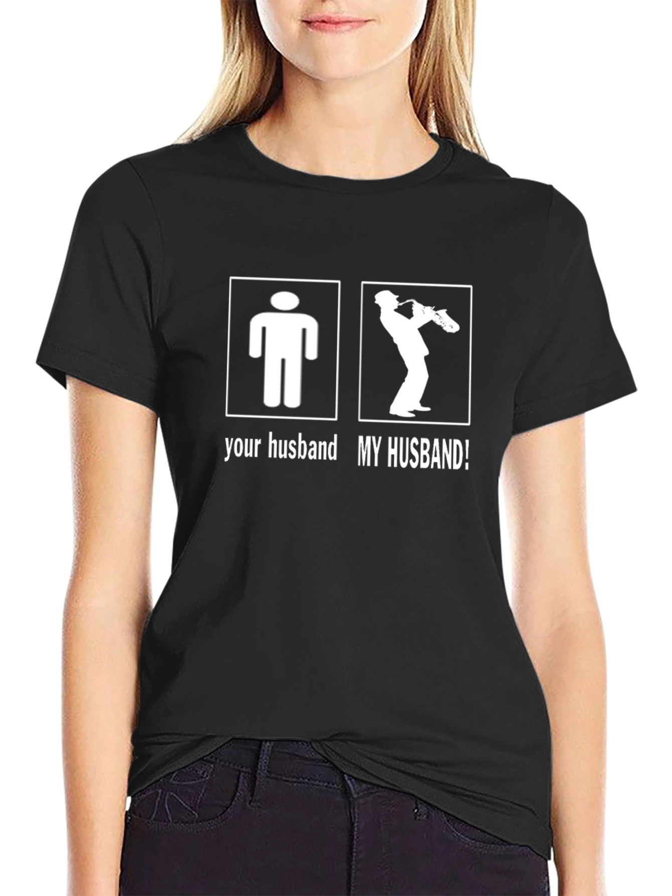 Funny My Husband Graphic Tee - Saxophone Player T-Shirt