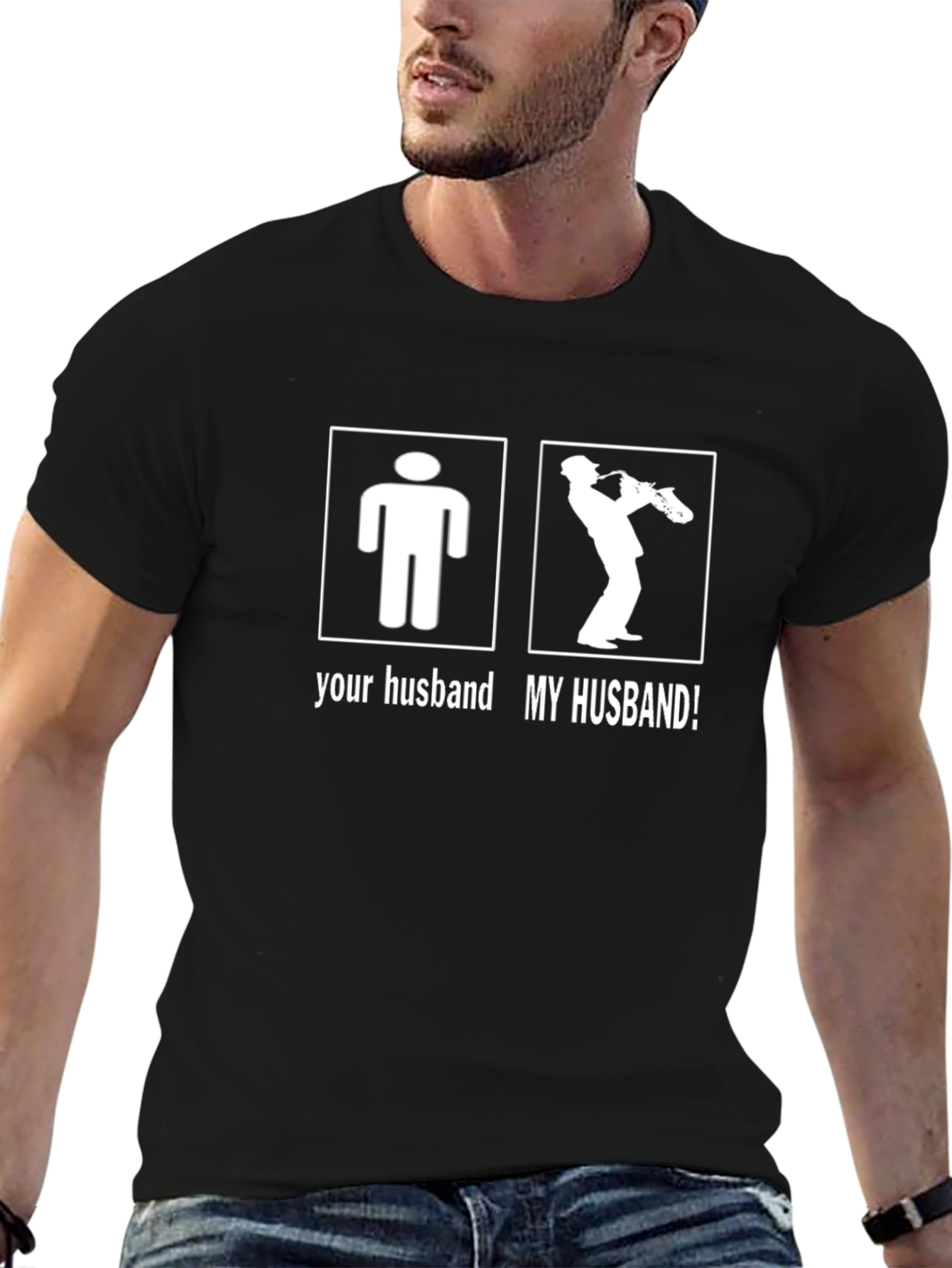 Funny My Husband Graphic Tee - Saxophone Player T-Shirt