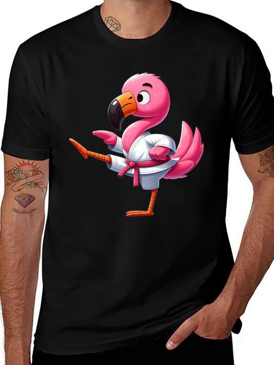 Karate Flamingo Black T-Shirt