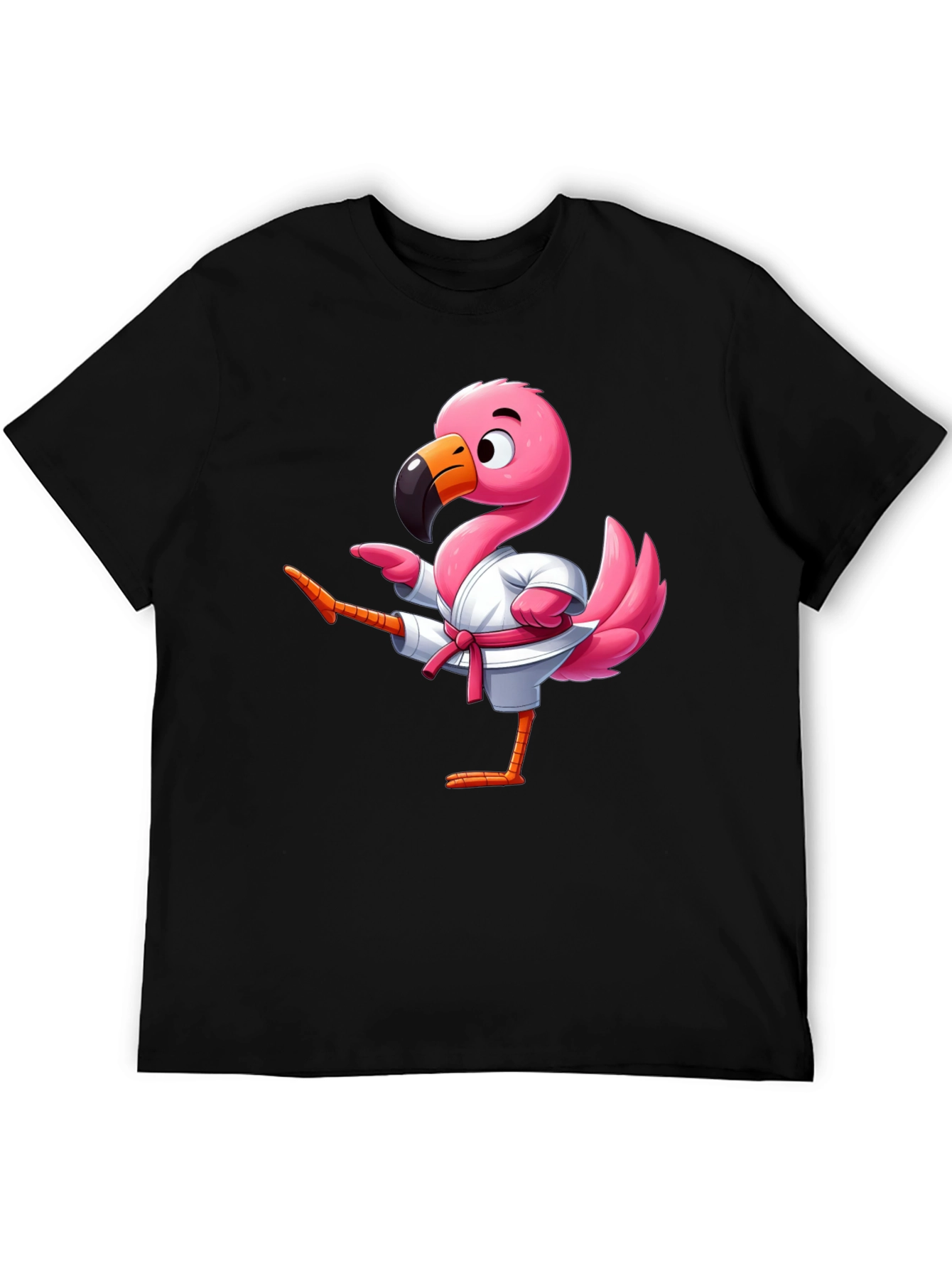 Karate Flamingo Black T-Shirt