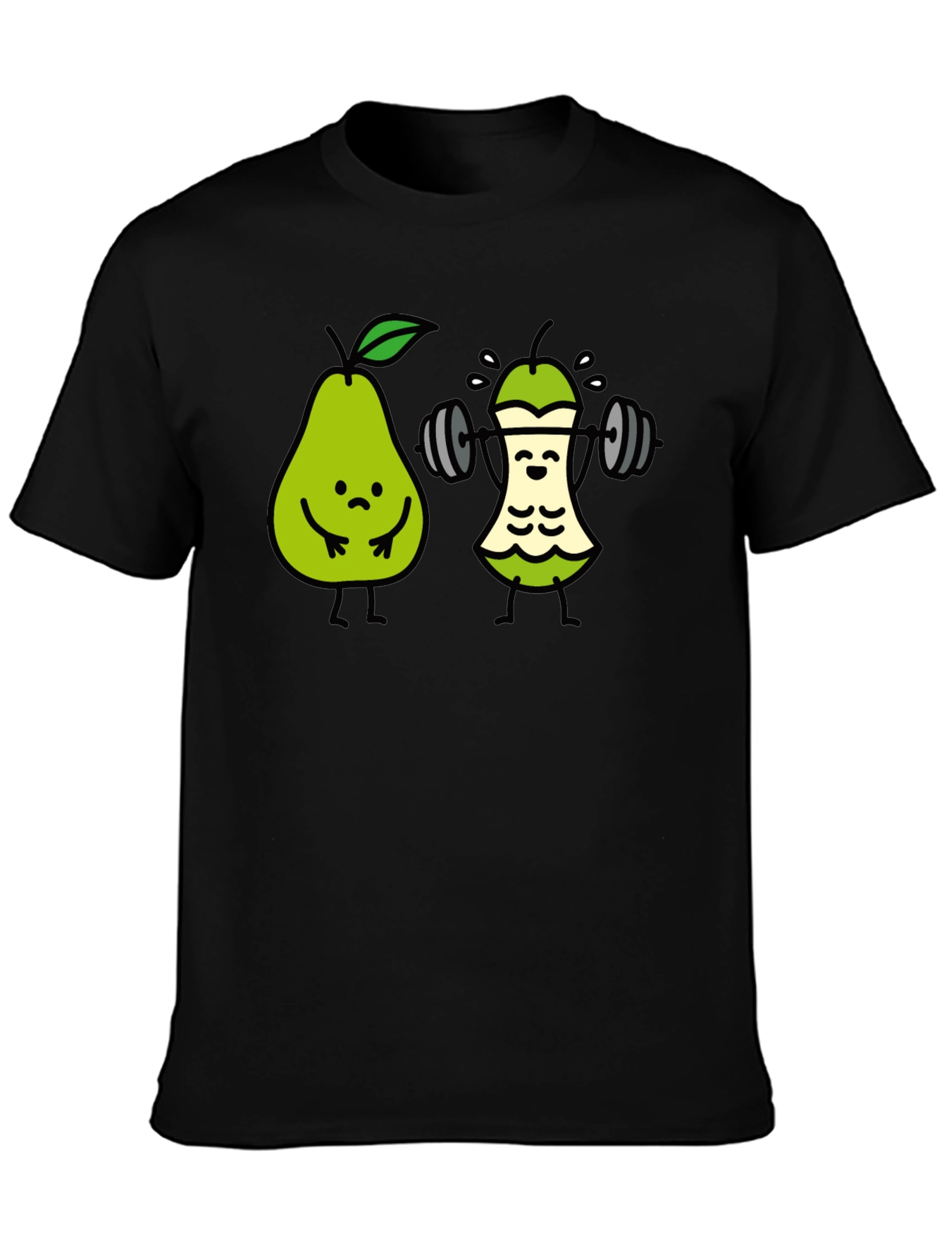 Funny Pear Workout T-Shirt - Black Cotton Tee