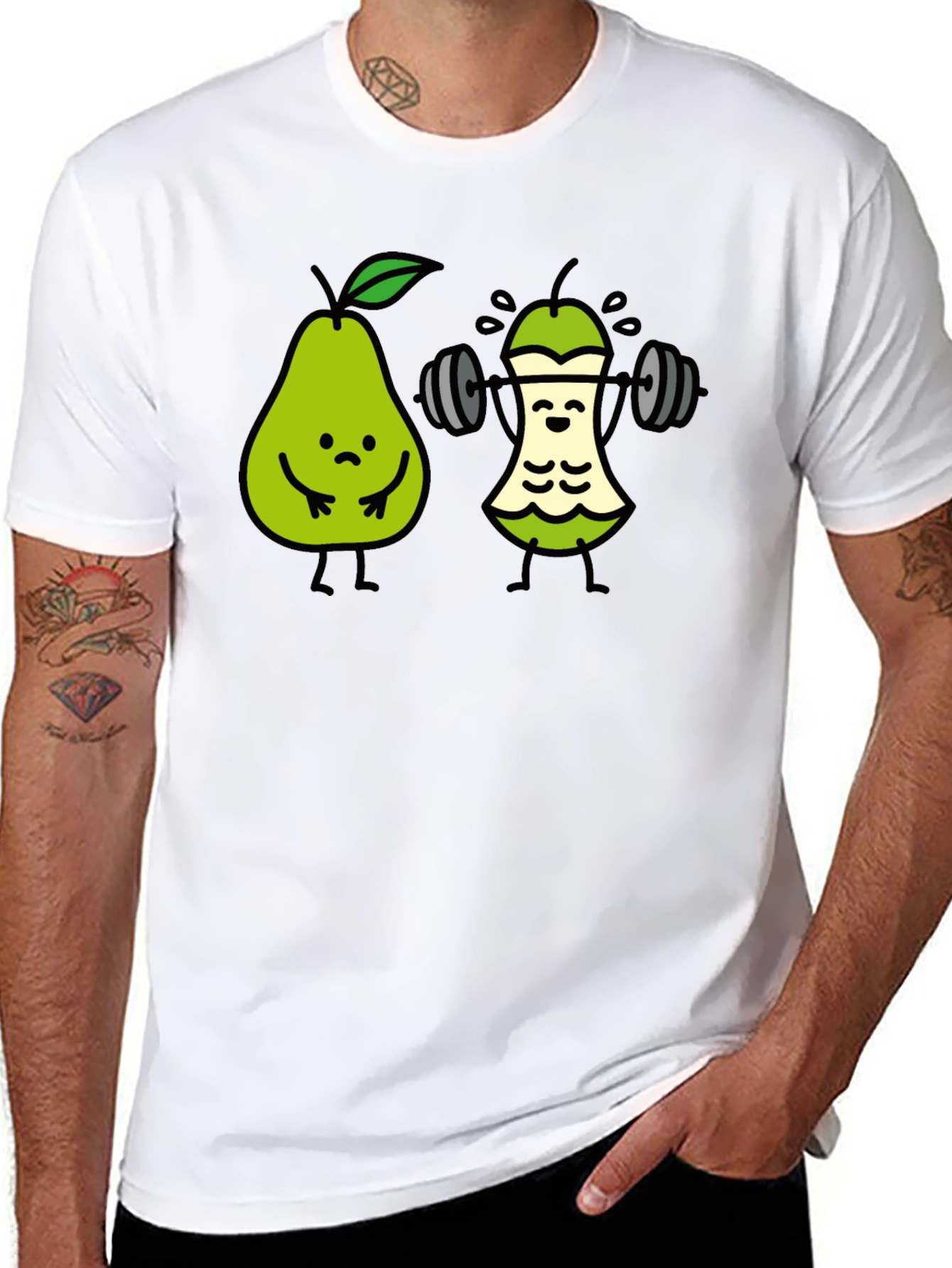 Funny Pear Workout T-Shirt - Black Cotton Tee