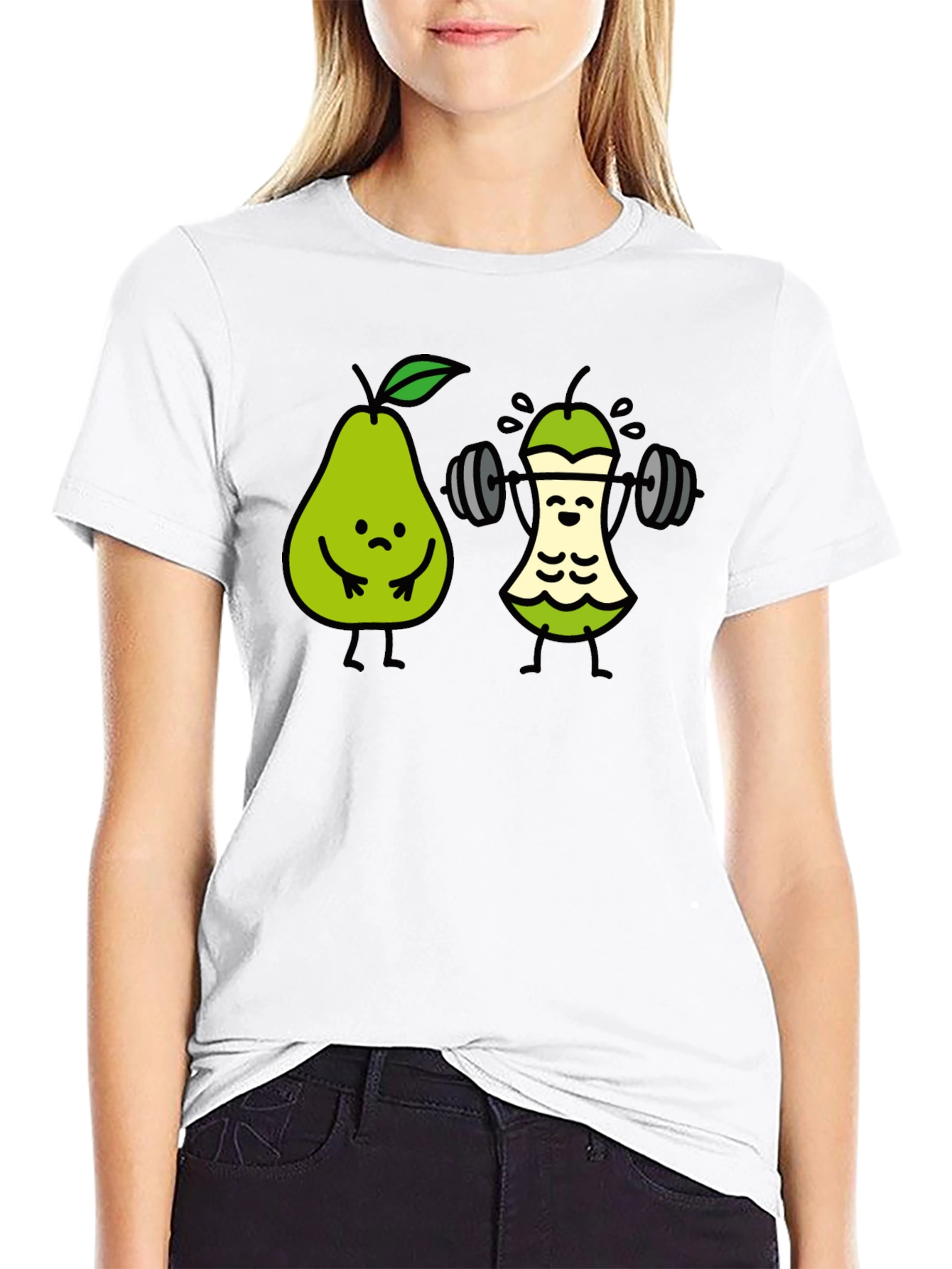 Funny Pear Workout T-Shirt - Black Cotton Tee