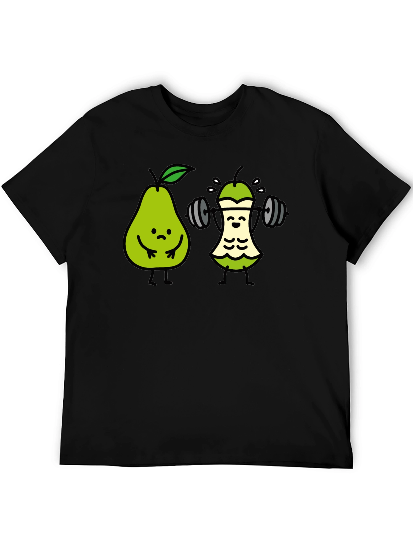 Funny Pear Workout T-Shirt - Black Cotton Tee