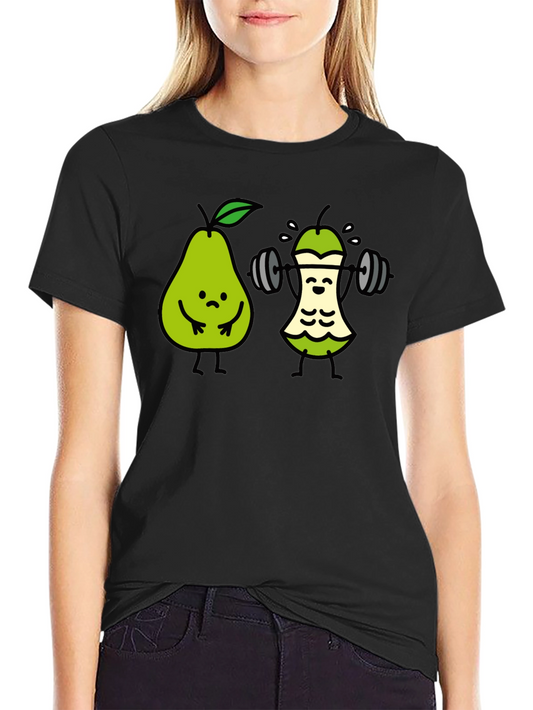 Funny Pear Workout T-Shirt - Black Cotton Tee