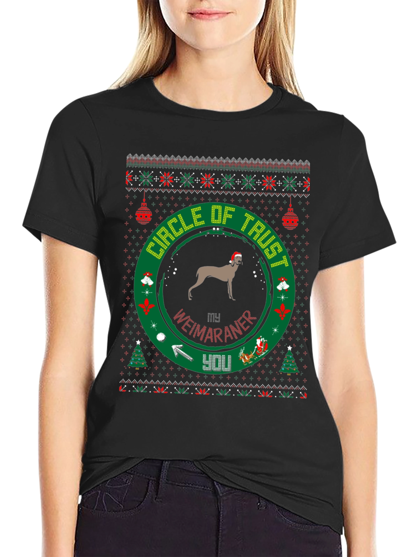 Weimaraner Circle of Trust Christmas T-Shirt