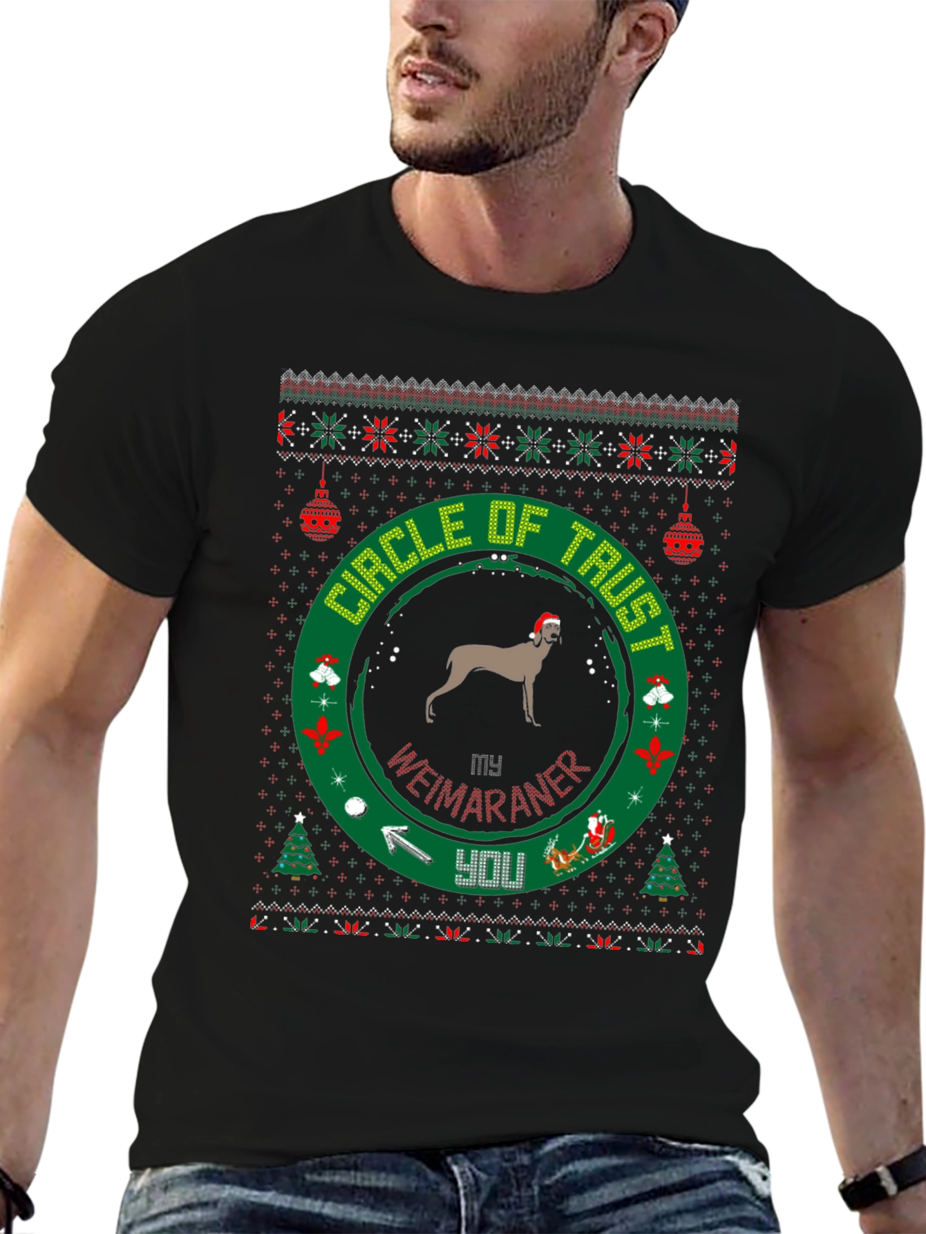 Weimaraner Circle of Trust Christmas T-Shirt