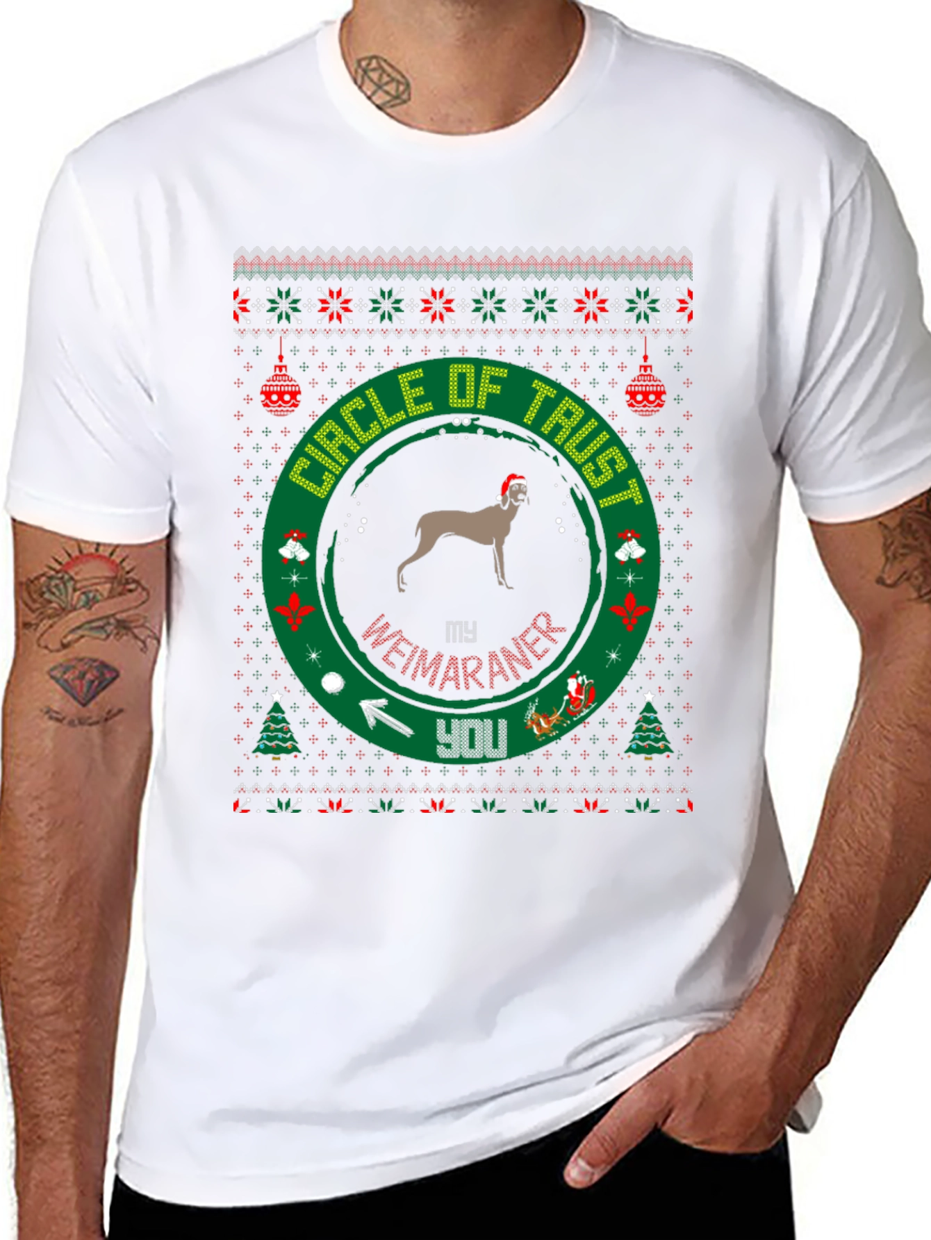 Weimaraner Circle of Trust Christmas T-Shirt