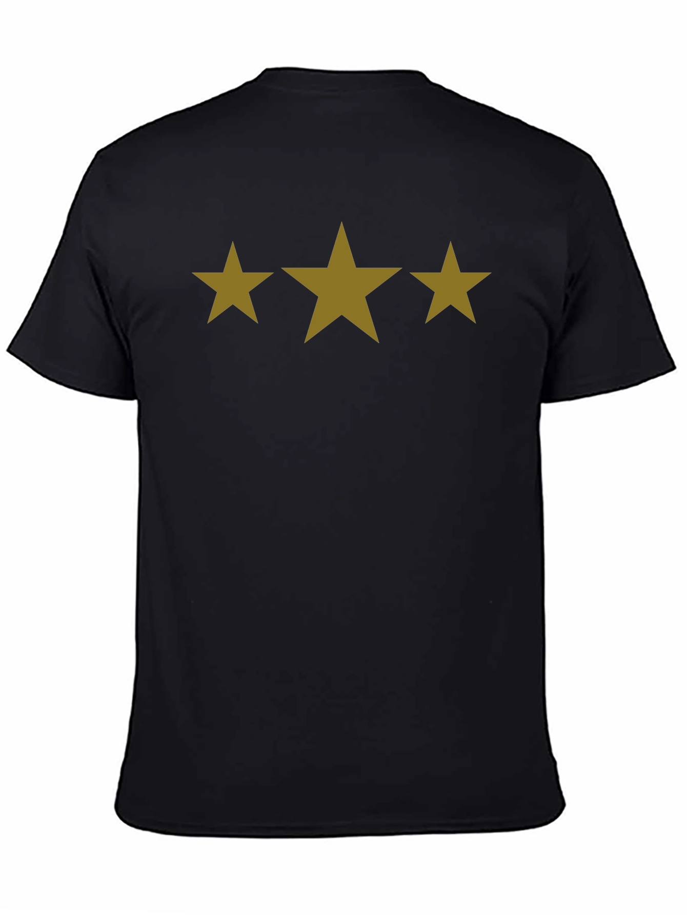Mens Black T-Shirt with Three Gold Stars