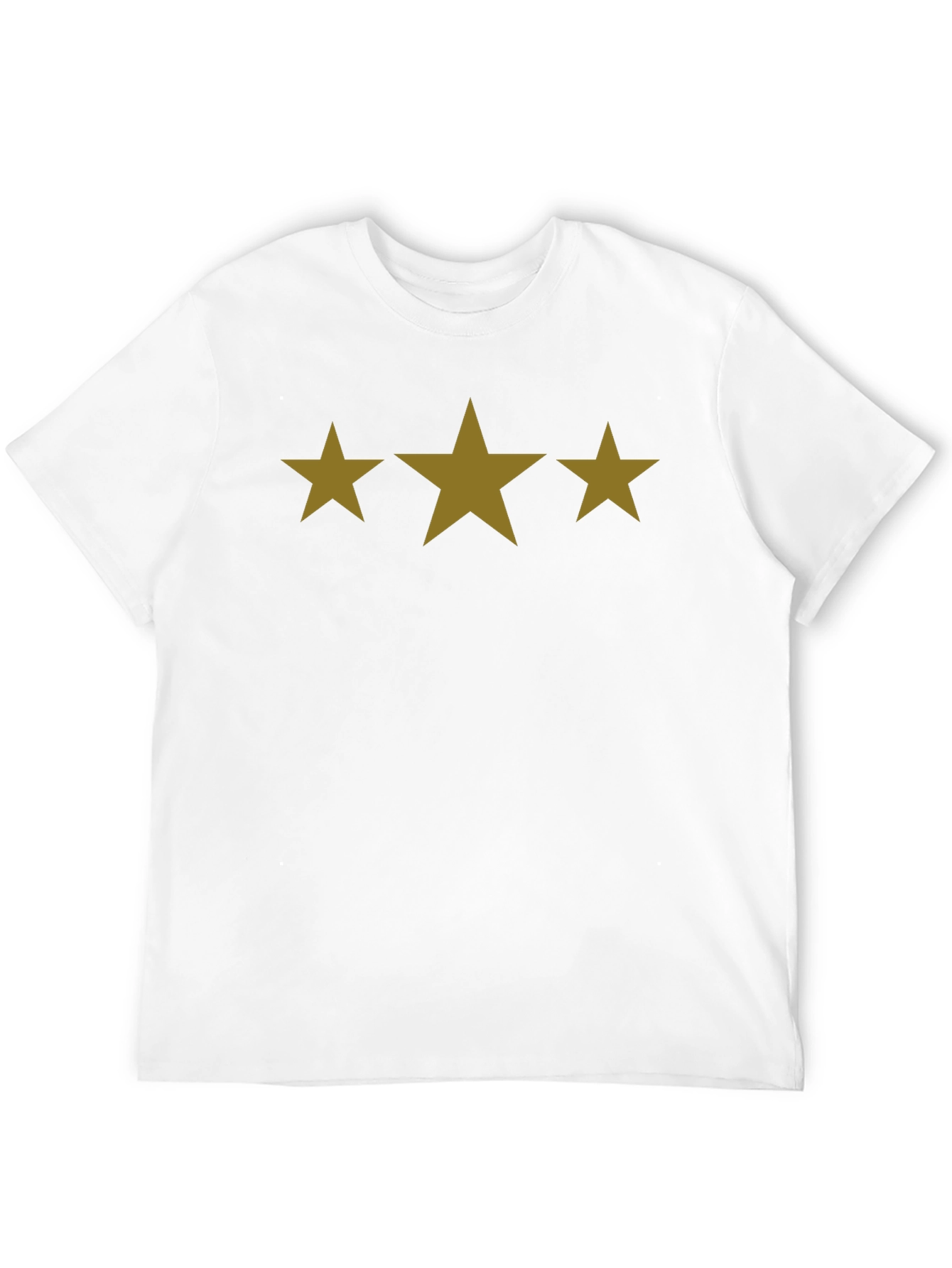 Mens Black T-Shirt with Three Gold Stars
