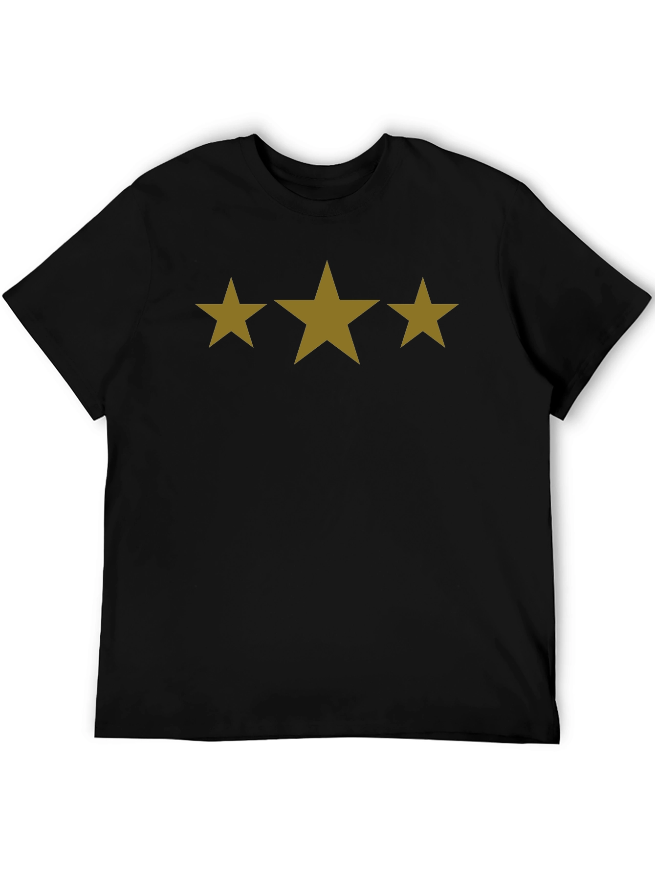 Mens Black T-Shirt with Three Gold Stars