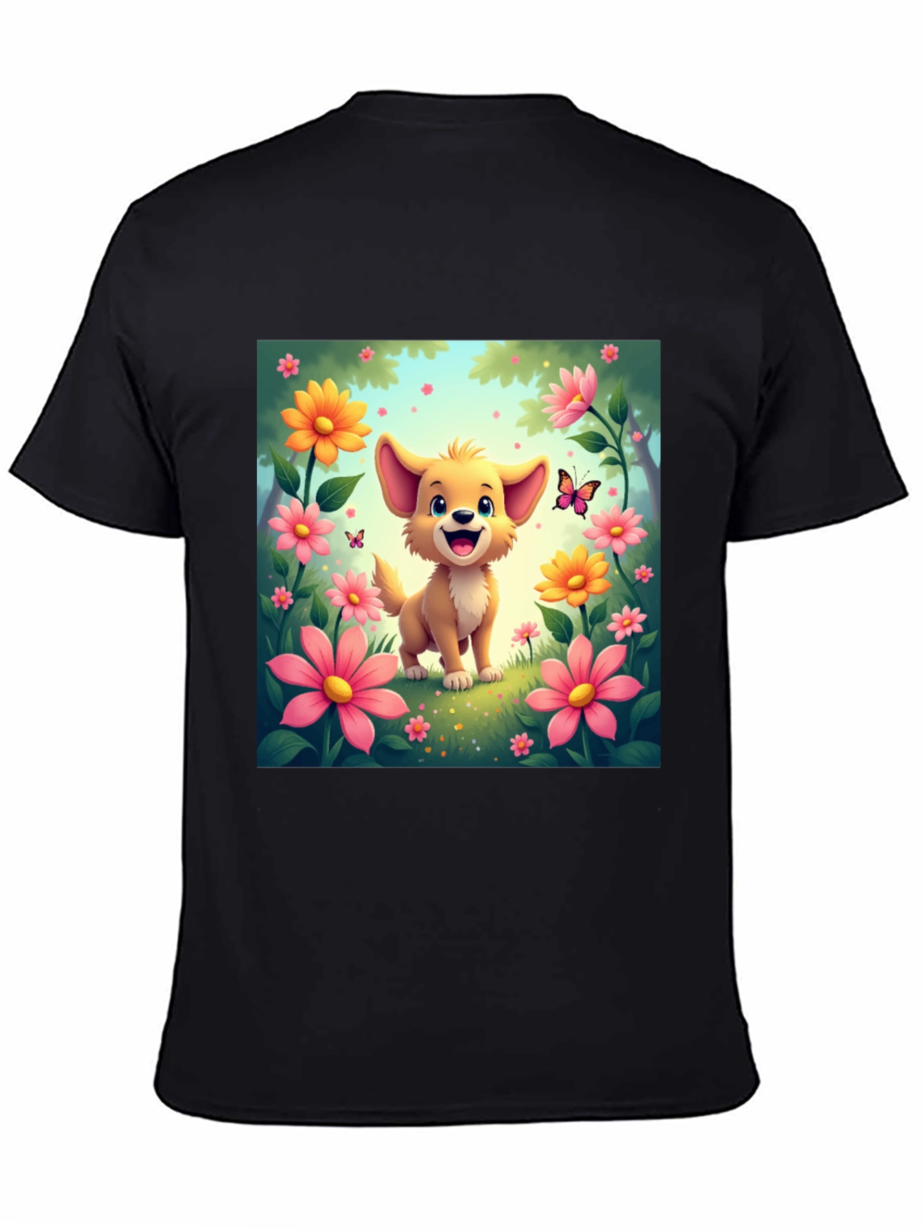 Cute Cartoon Dog Flower T-Shirt