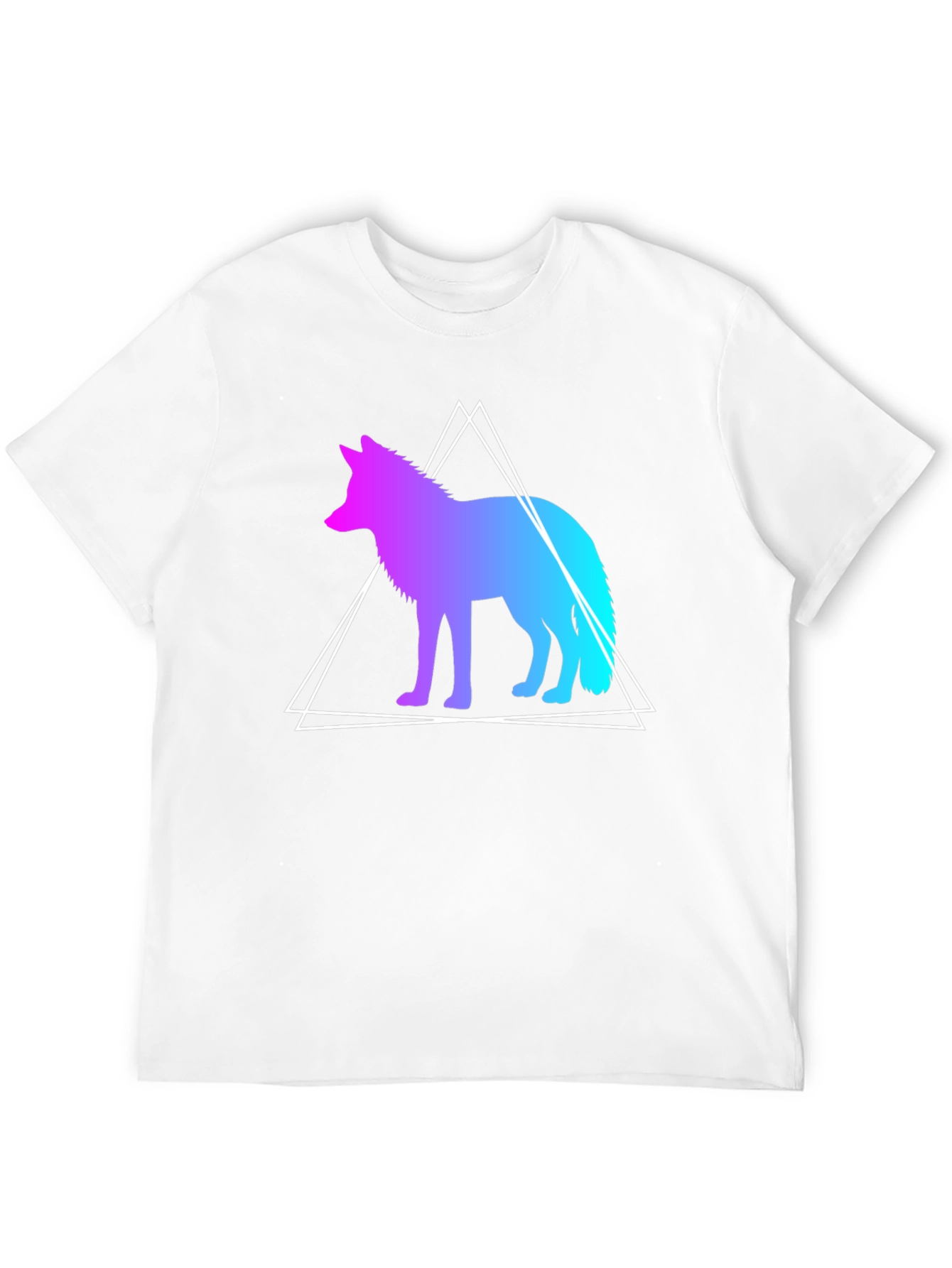 Geometric Wolf Graphic Tee - Black Cotton