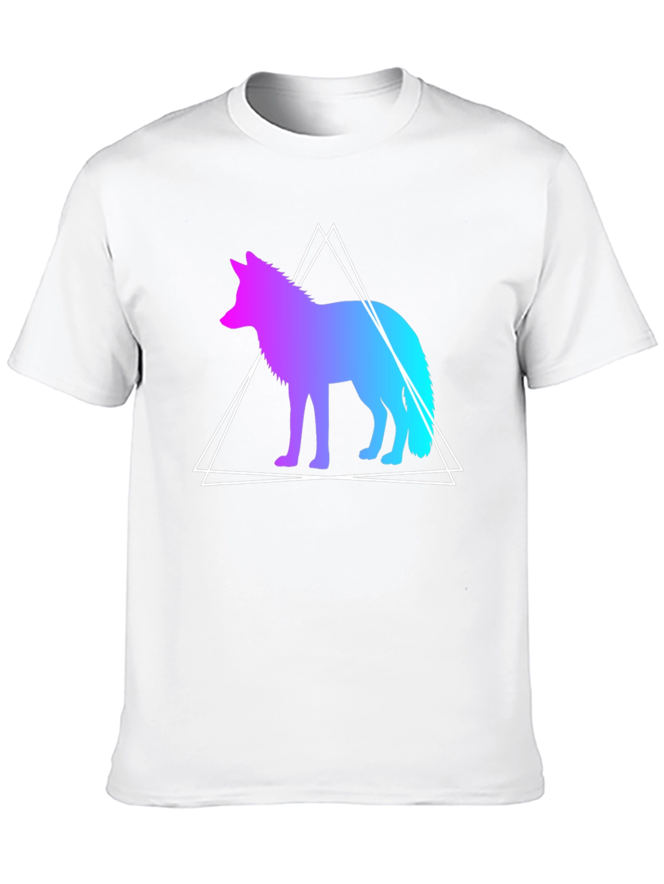 Geometric Wolf Graphic Tee - Black Cotton