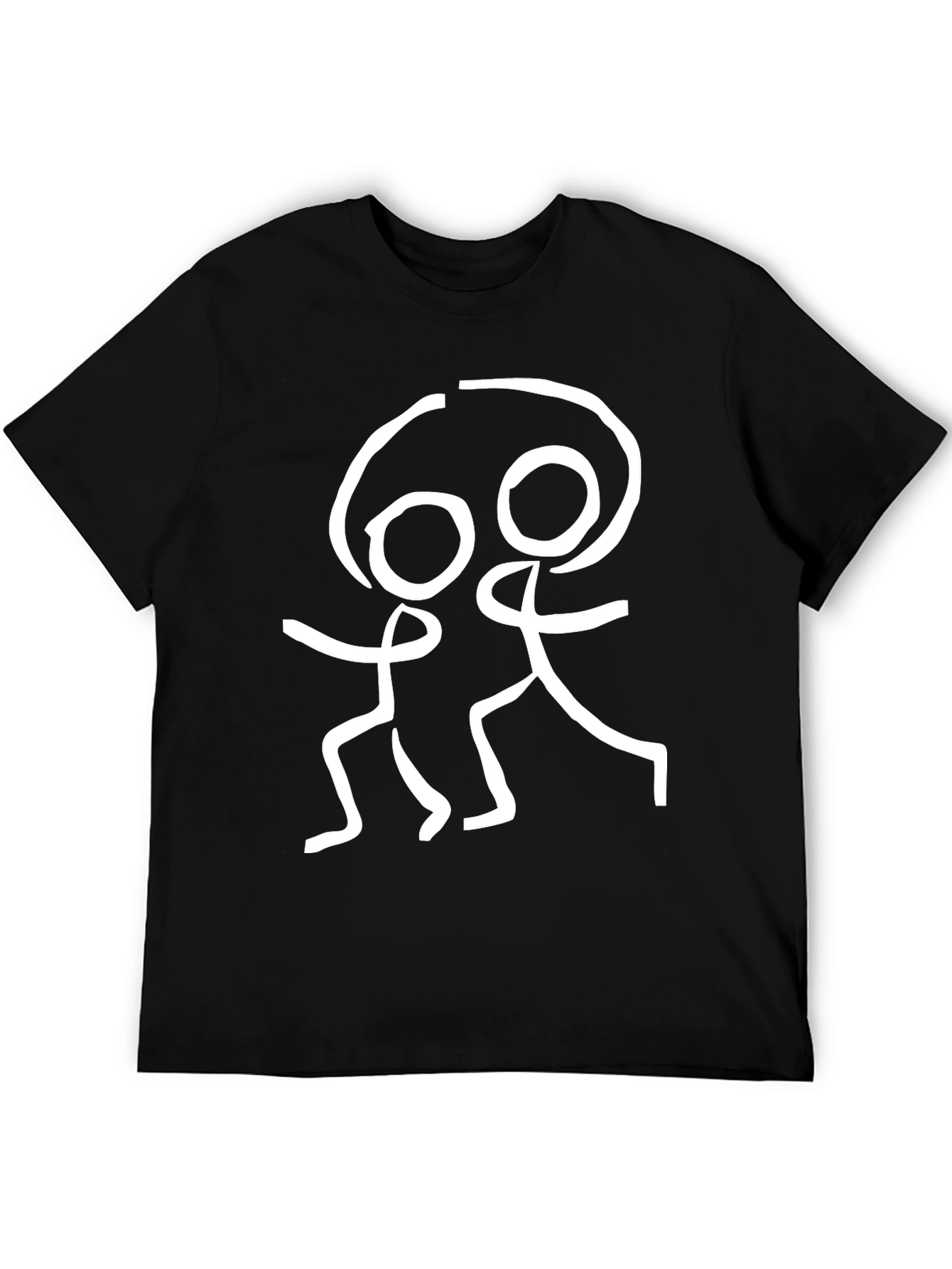 Stick Figure Graphic Tee - Black Cotton Blend
