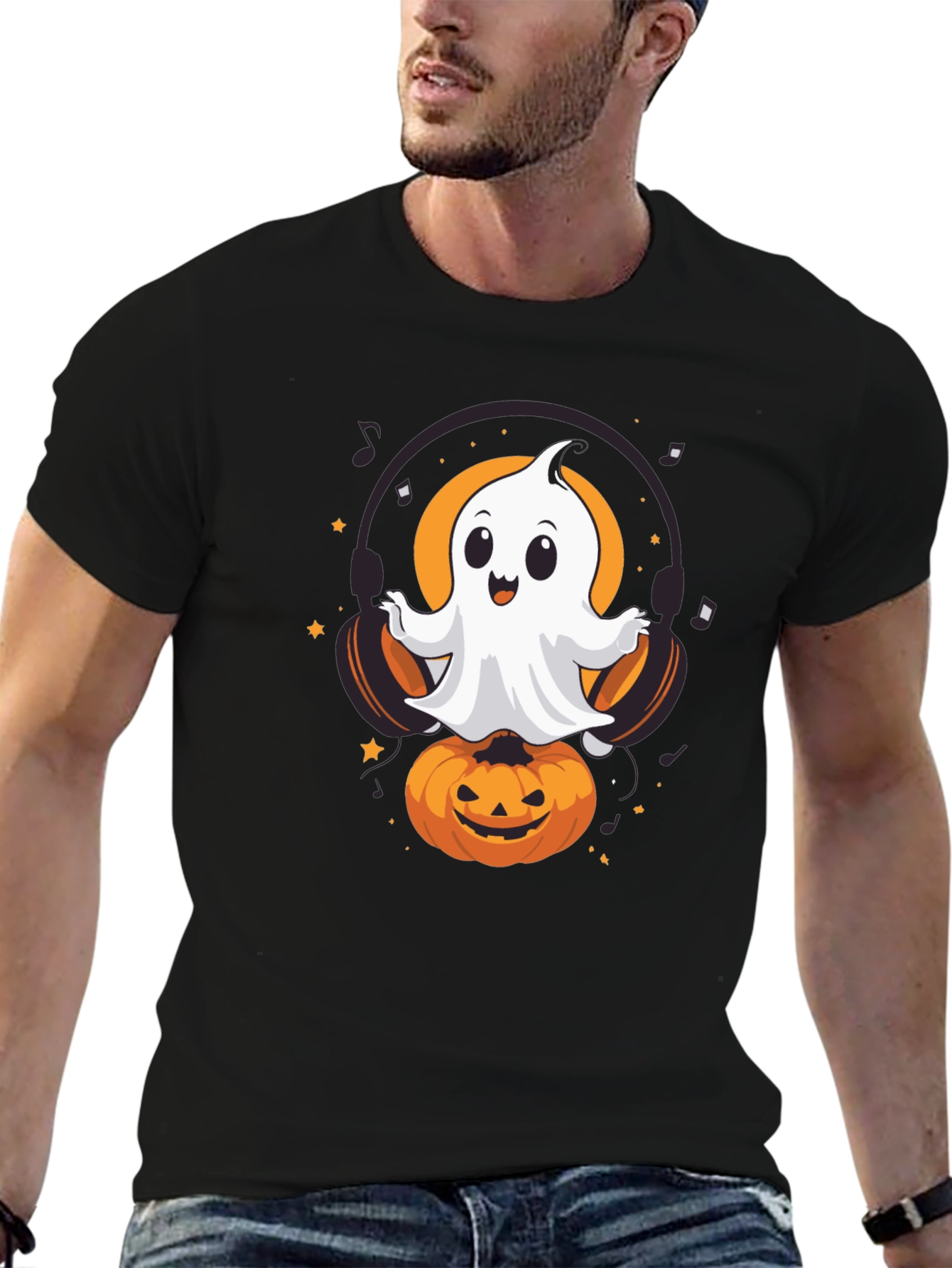 Halloween Ghost on Pumpkin T-Shirt