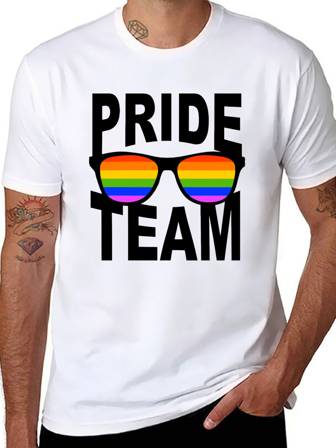 Pride Team T-Shirt with Rainbow Sunglasses