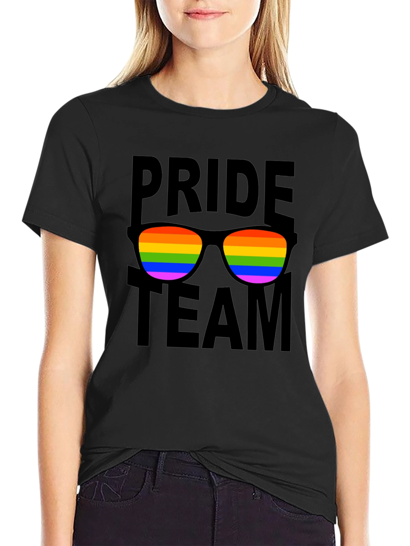Pride Team T-Shirt with Rainbow Sunglasses