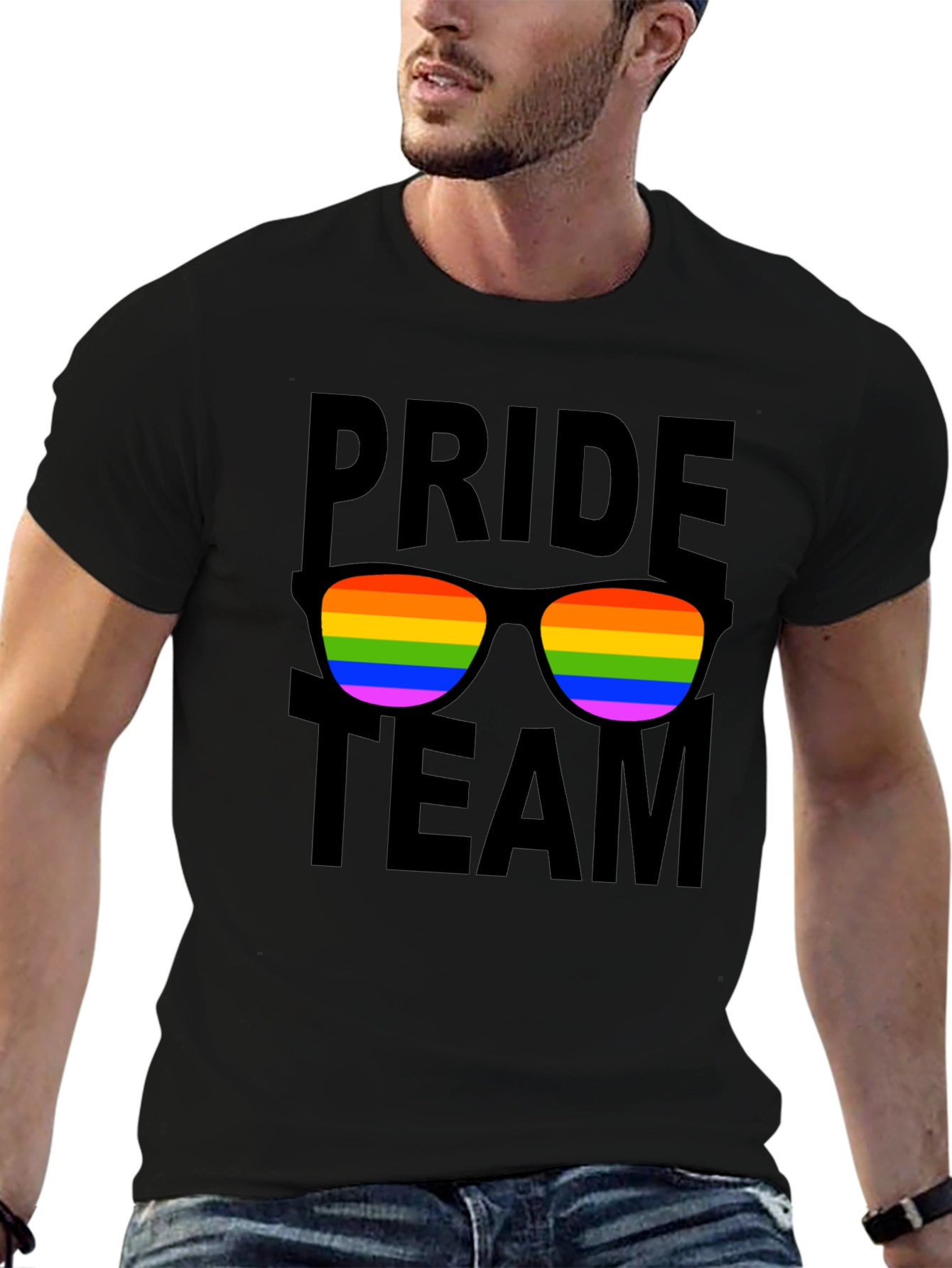 Pride Team T-Shirt with Rainbow Sunglasses