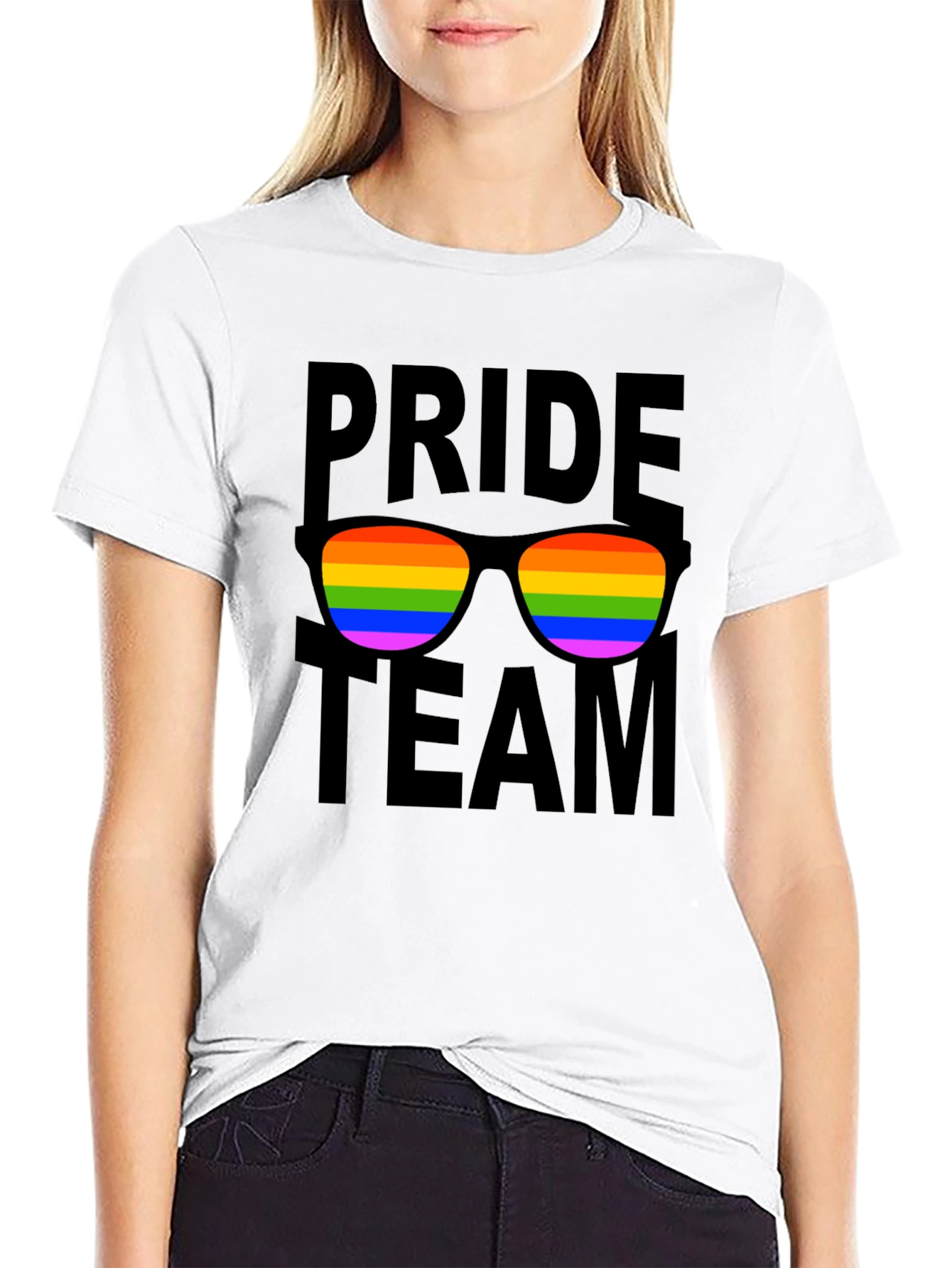 Pride Team T-Shirt with Rainbow Sunglasses