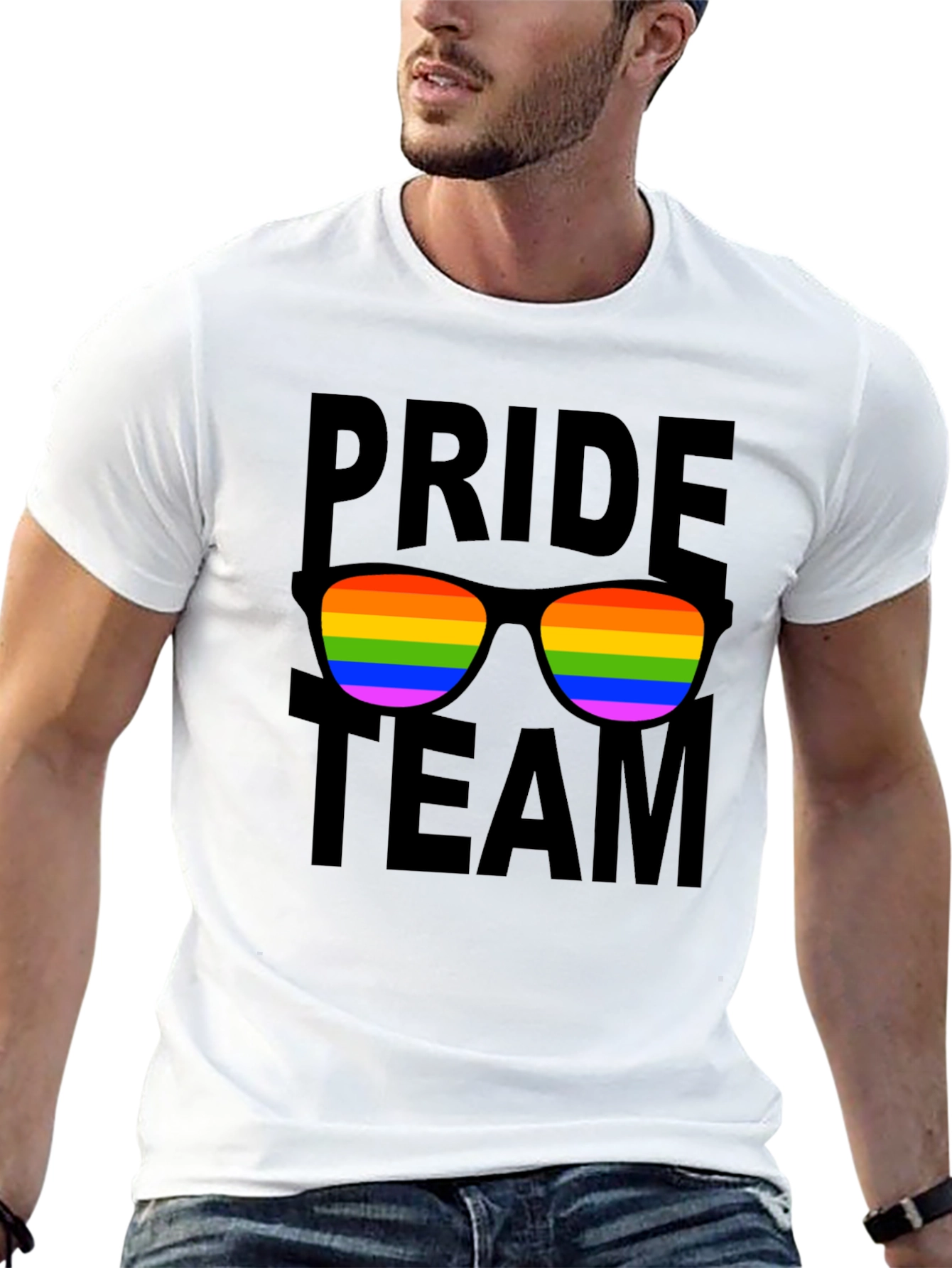 Pride Team T-Shirt with Rainbow Sunglasses