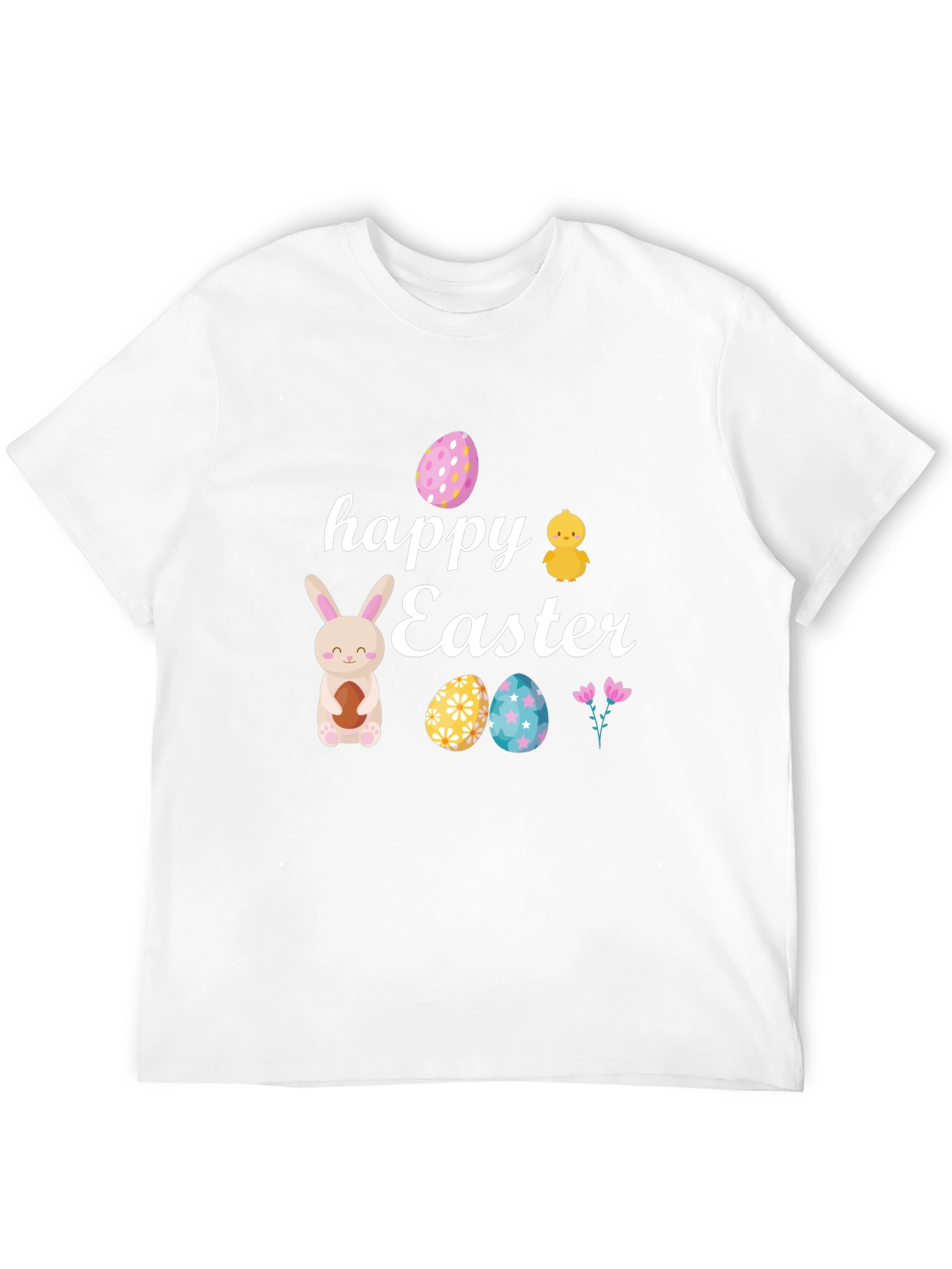 Happy Easter Black T-Shirt with Festive Design